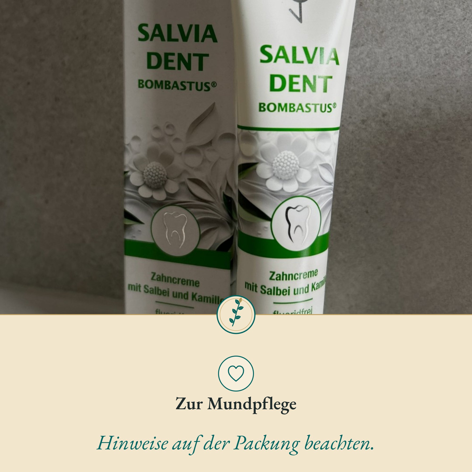 Anwendung Salbei-Zahncreme Salviadent Bombastus: zur Mundpflege