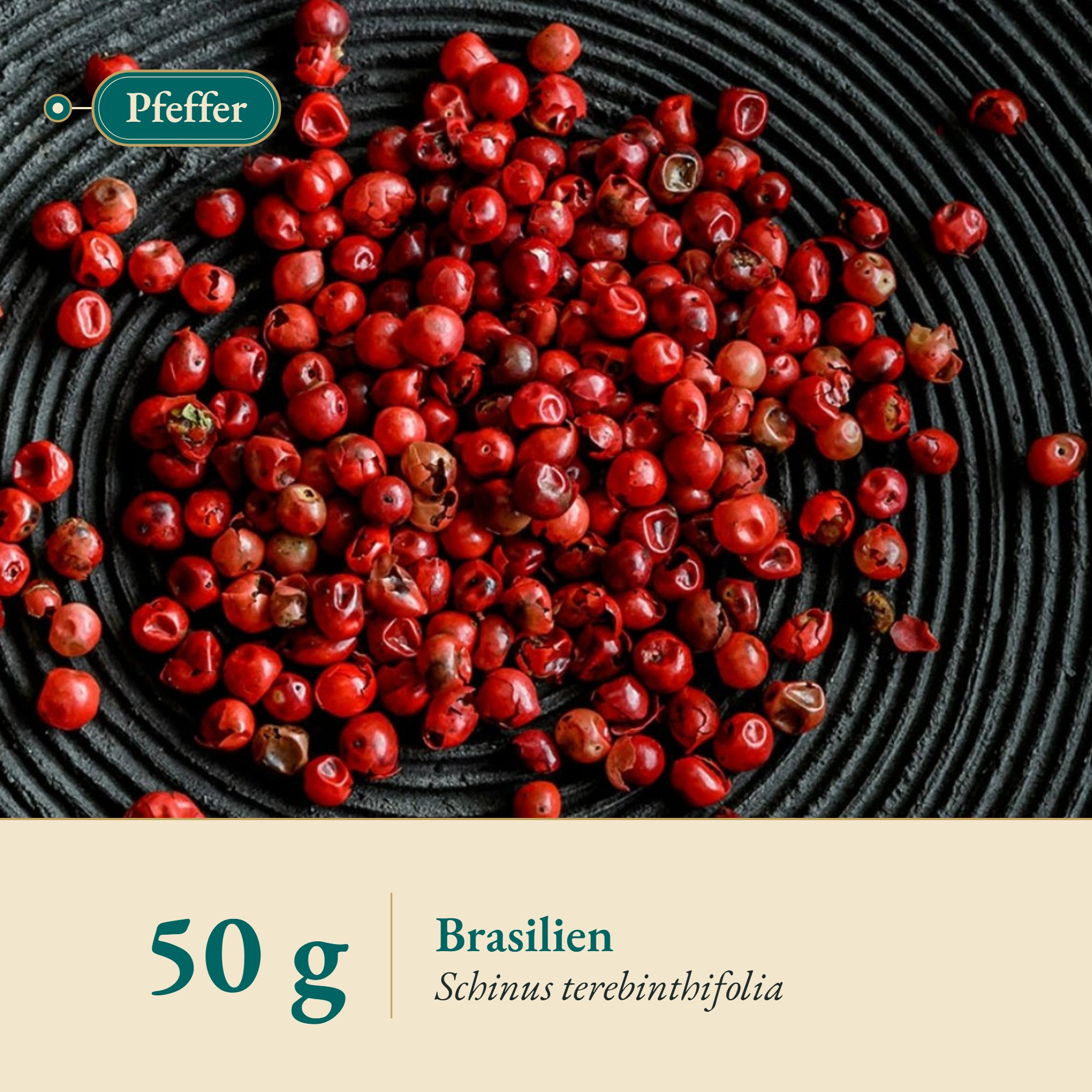 Nahaufnahme Pfeffer rot/rosa ganz aus Brasilien – Kräuterparadies seit 1887