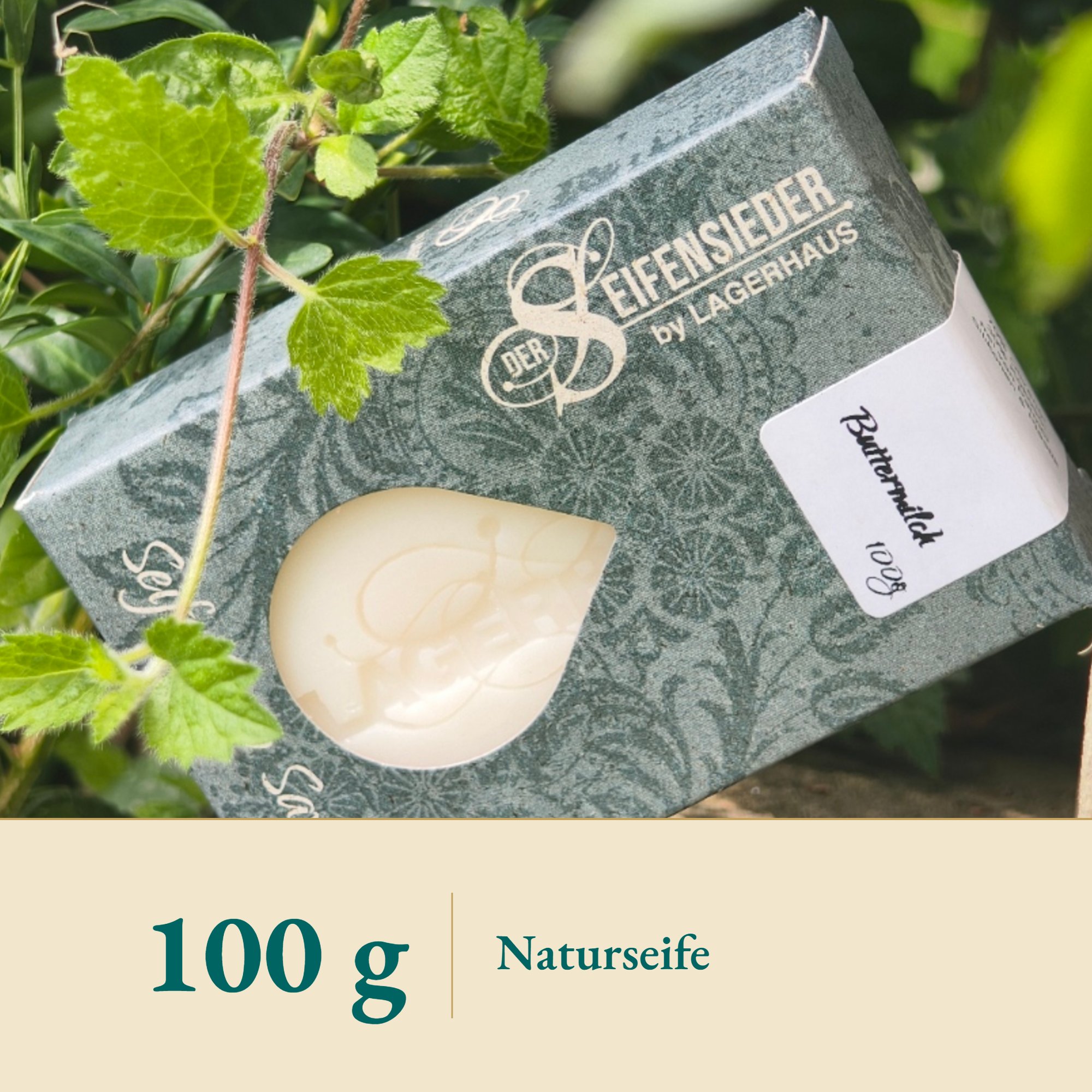 Nahaufnahme Buttermilchseife 100g – Kräuterparadies seit 1887