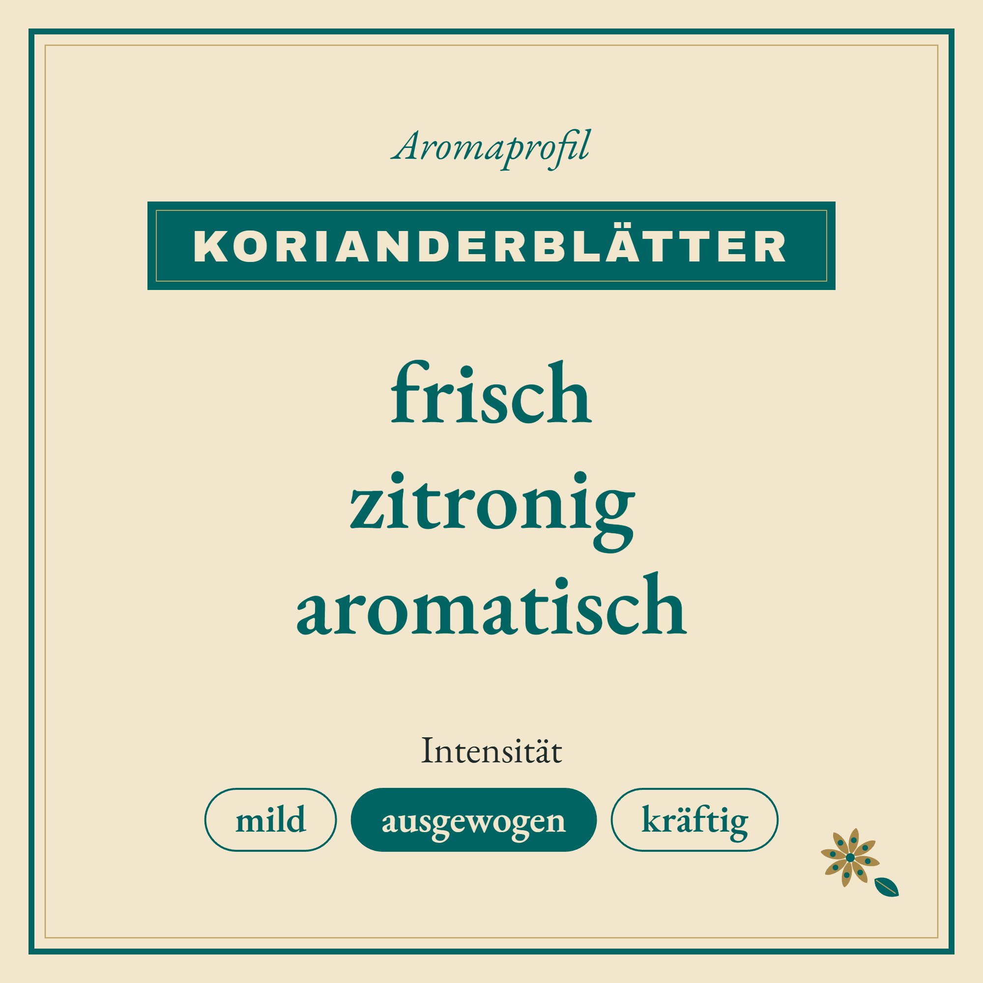 Aromaprofil Korianderblätter: frisch, zitronig und aromatisch