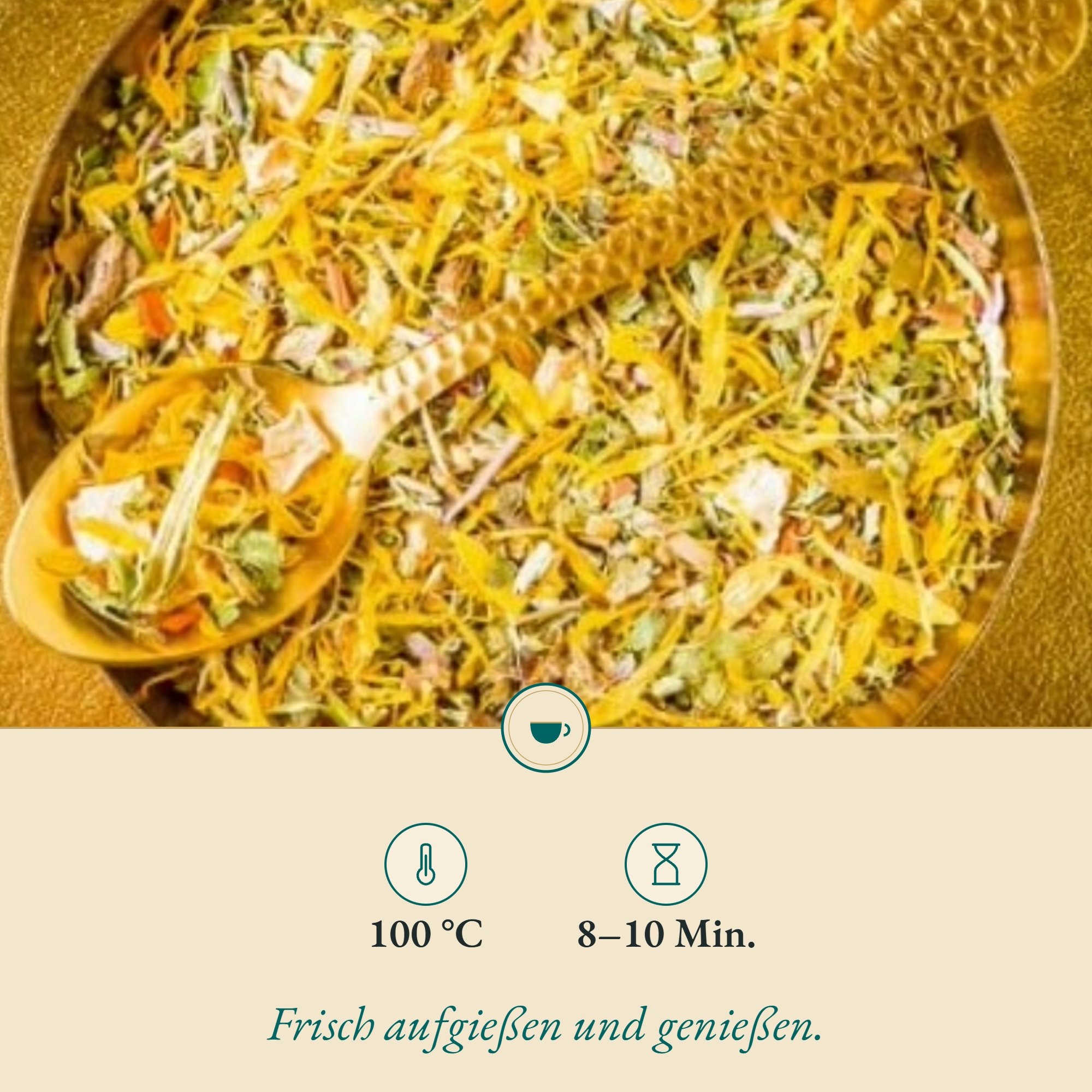Zubereitung Jugendtee: , 100 °C, 8–10 Min.