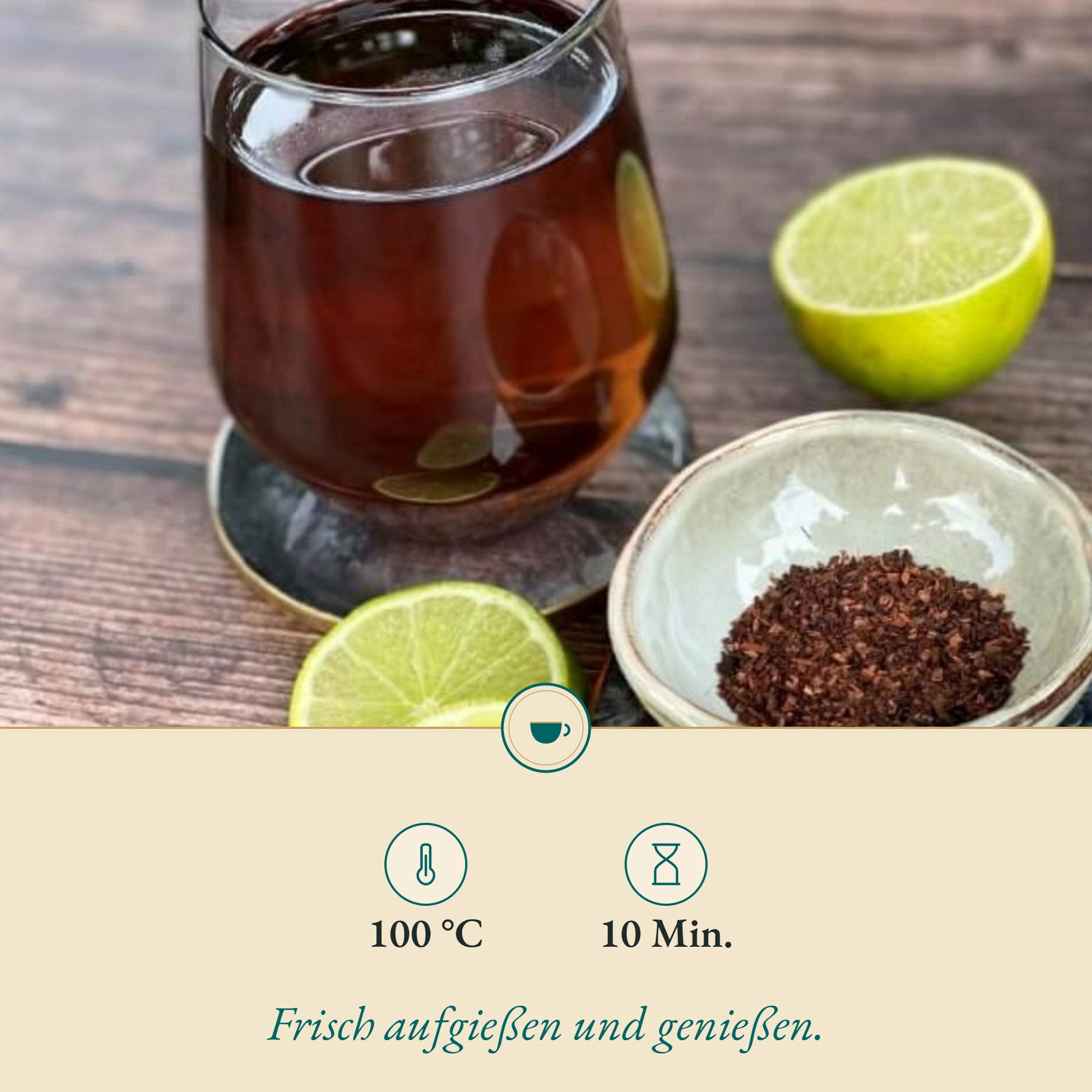Zubereitung Honey Bush: , 100 °C, 10 Min.