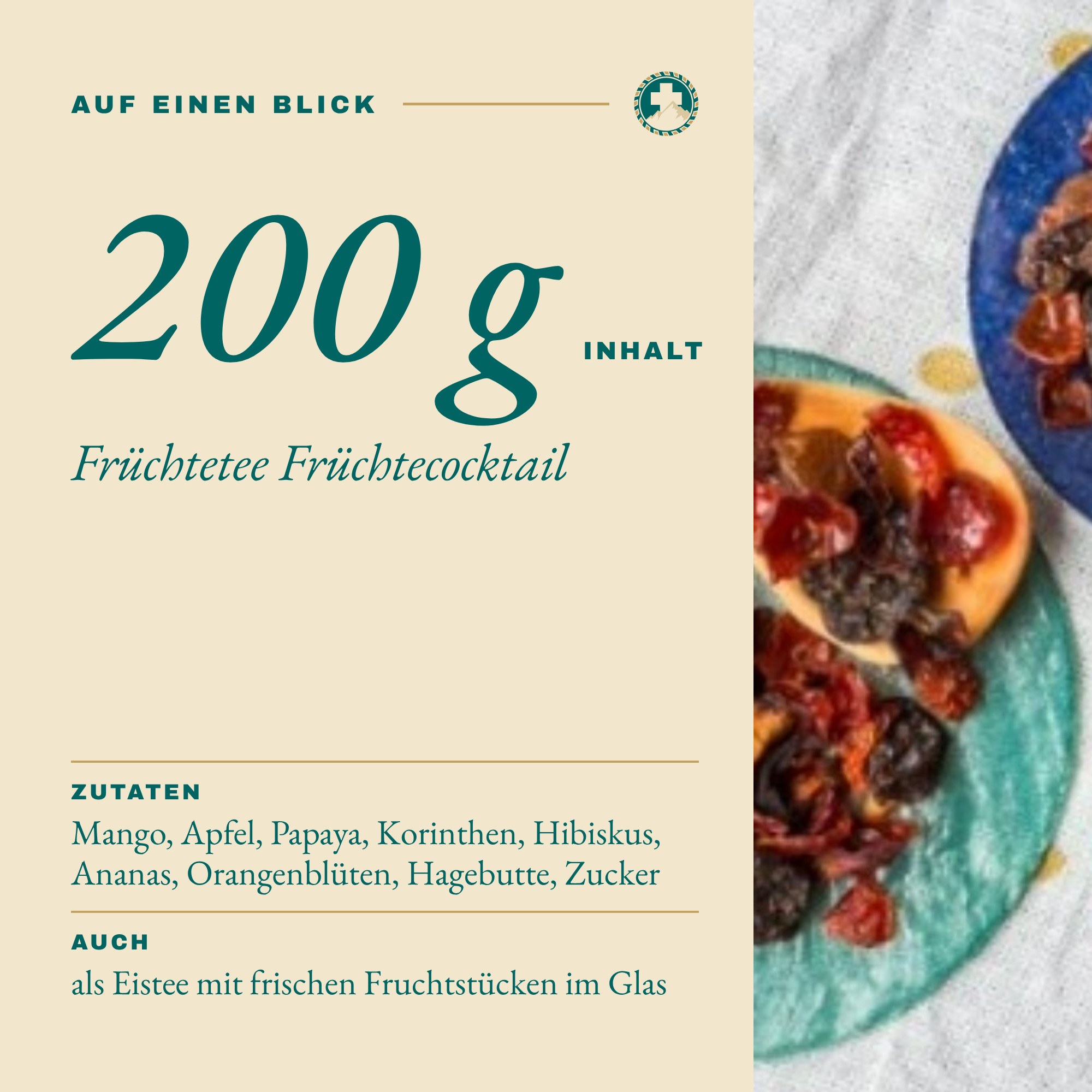 Früchtetee Früchtecocktail 200 g auf einen Blick: Inhalt und Zutaten