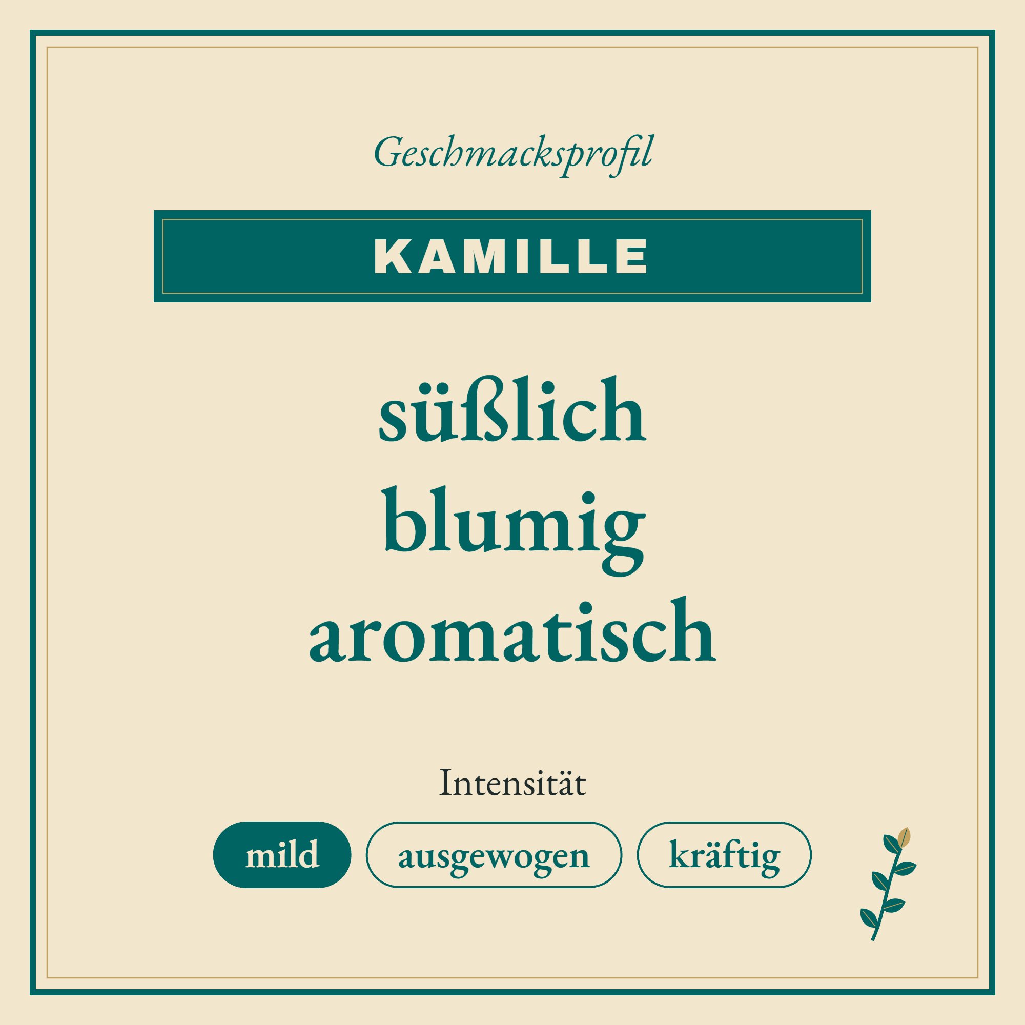 Geschmacksprofil Kamille: süßlich, blumig und aromatisch