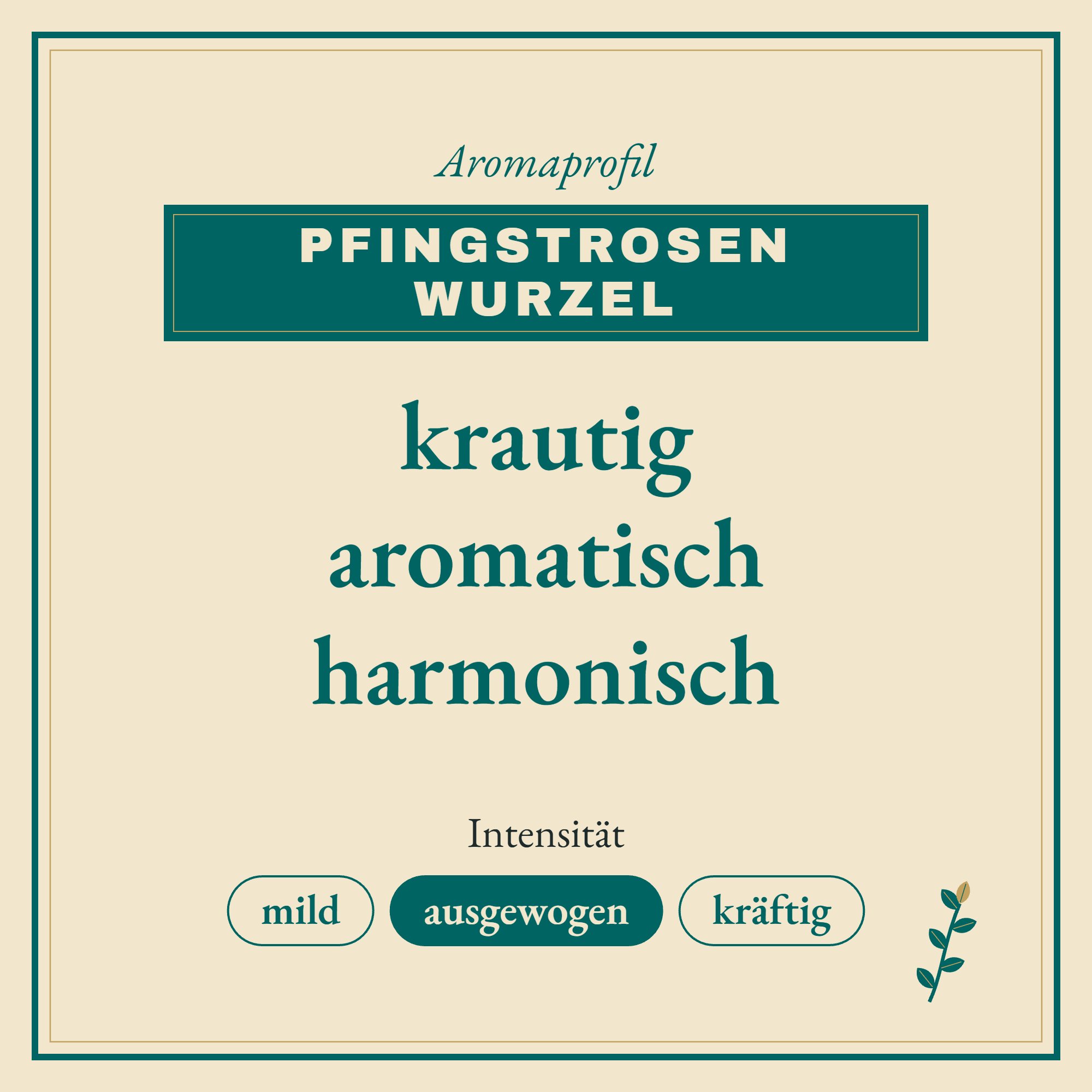 Aromaprofil Pfingstrosen Wurzel: krautig, aromatisch und harmonisch