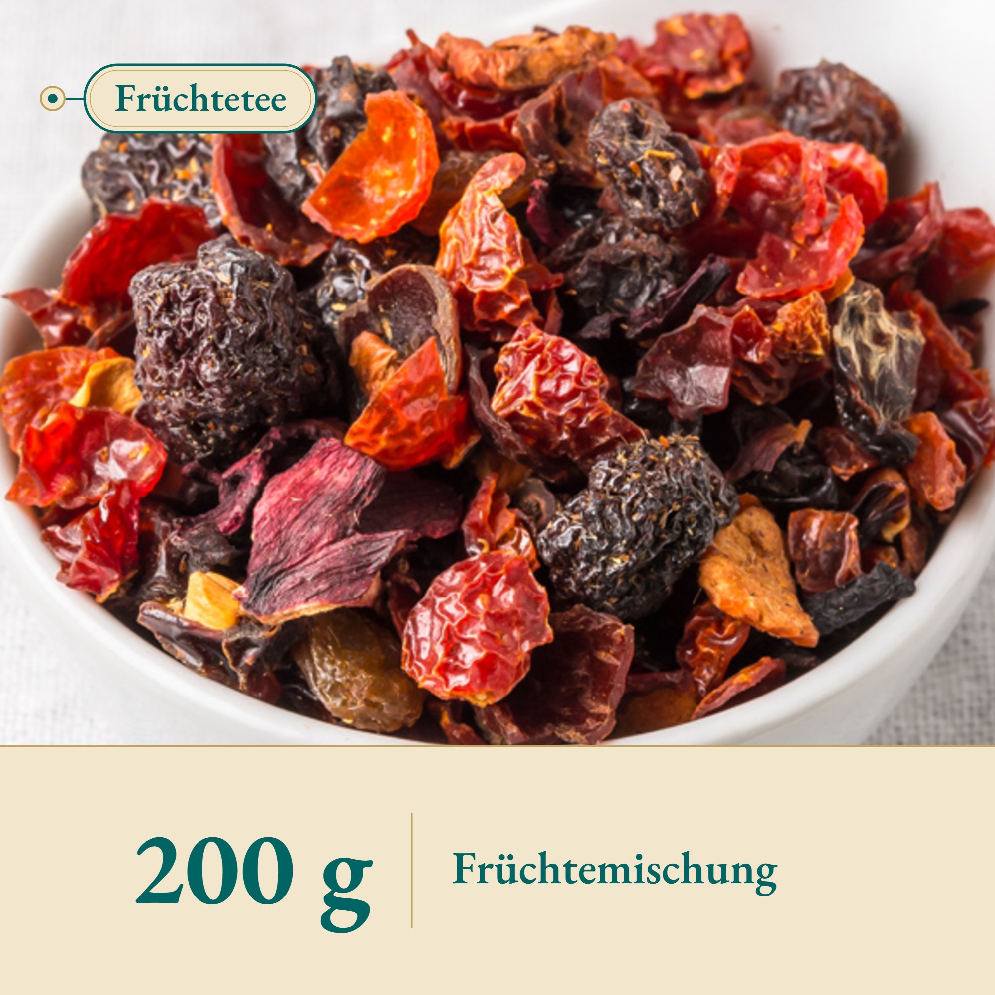 Nahaufnahme Früchtetee Kirsch – Kräuterparadies seit 1887