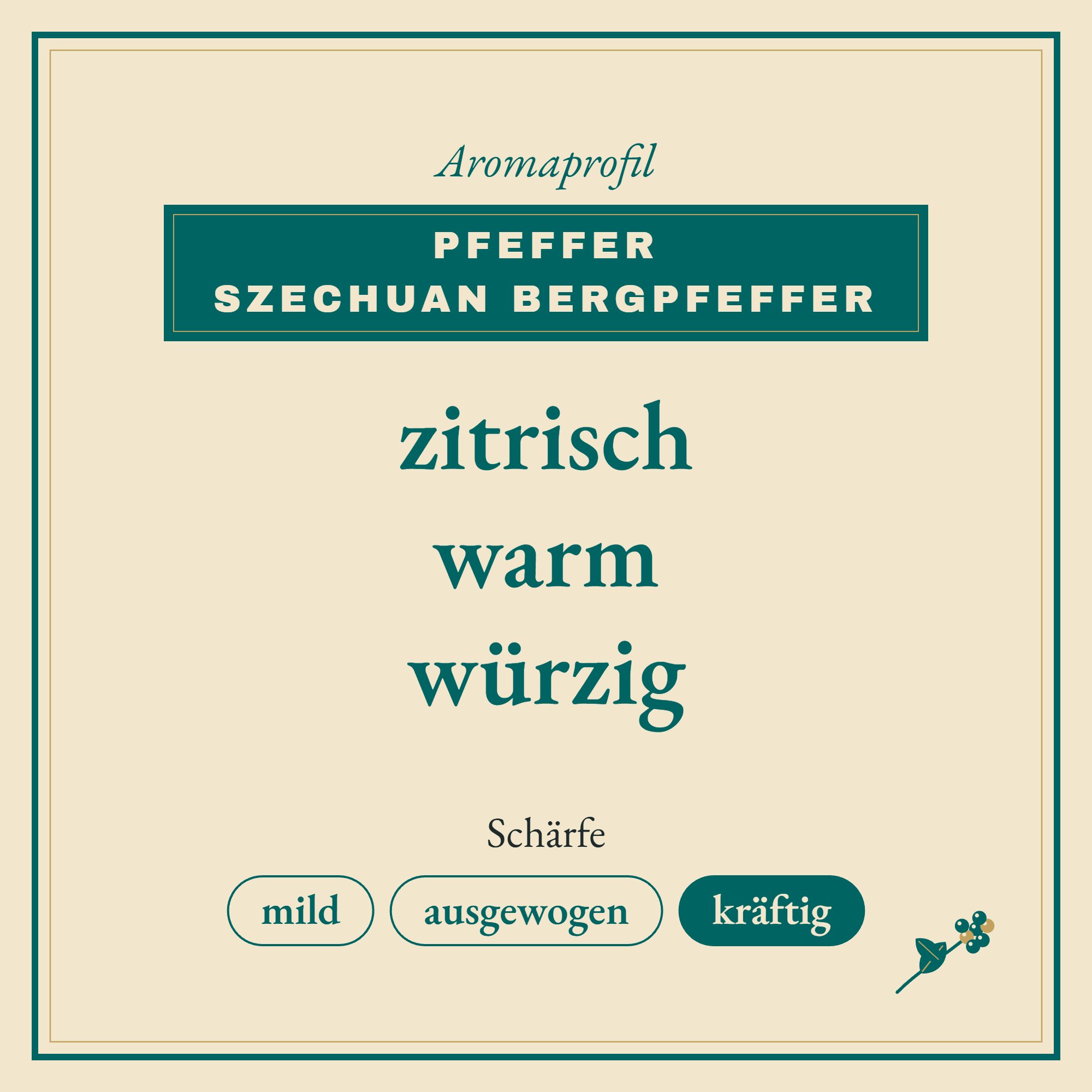 Aromaprofil Pfeffer Szechuan Bergpfeffer: zitrisch, warm und würzig