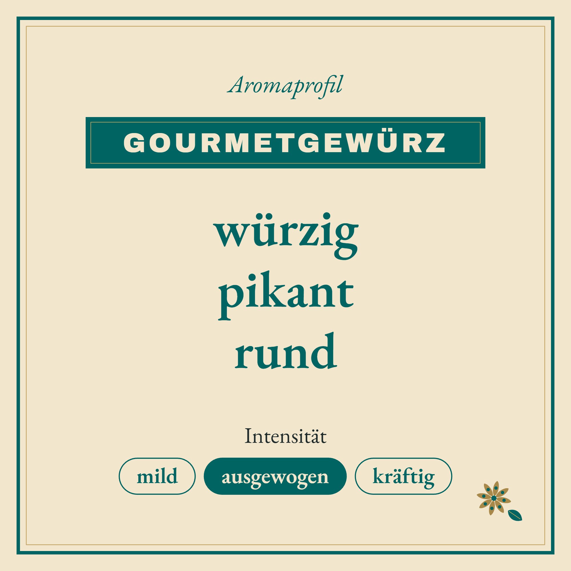 Aromaprofil Gourmetgewürz: würzig, pikant und rund