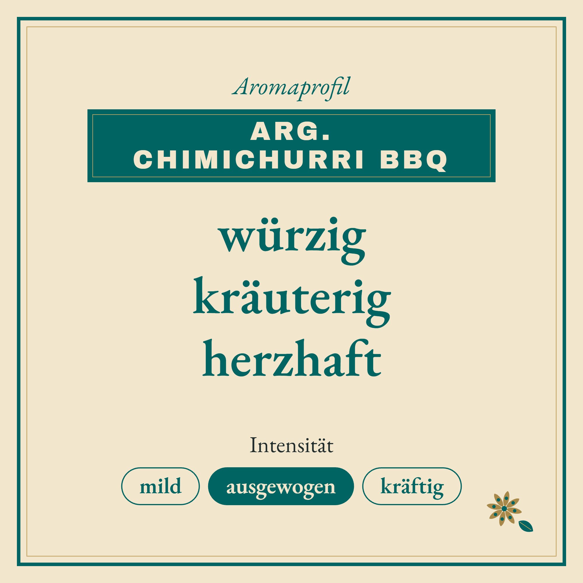Aromaprofil Arg. Chimichurri BBQ: würzig, kräuterig und herzhaft