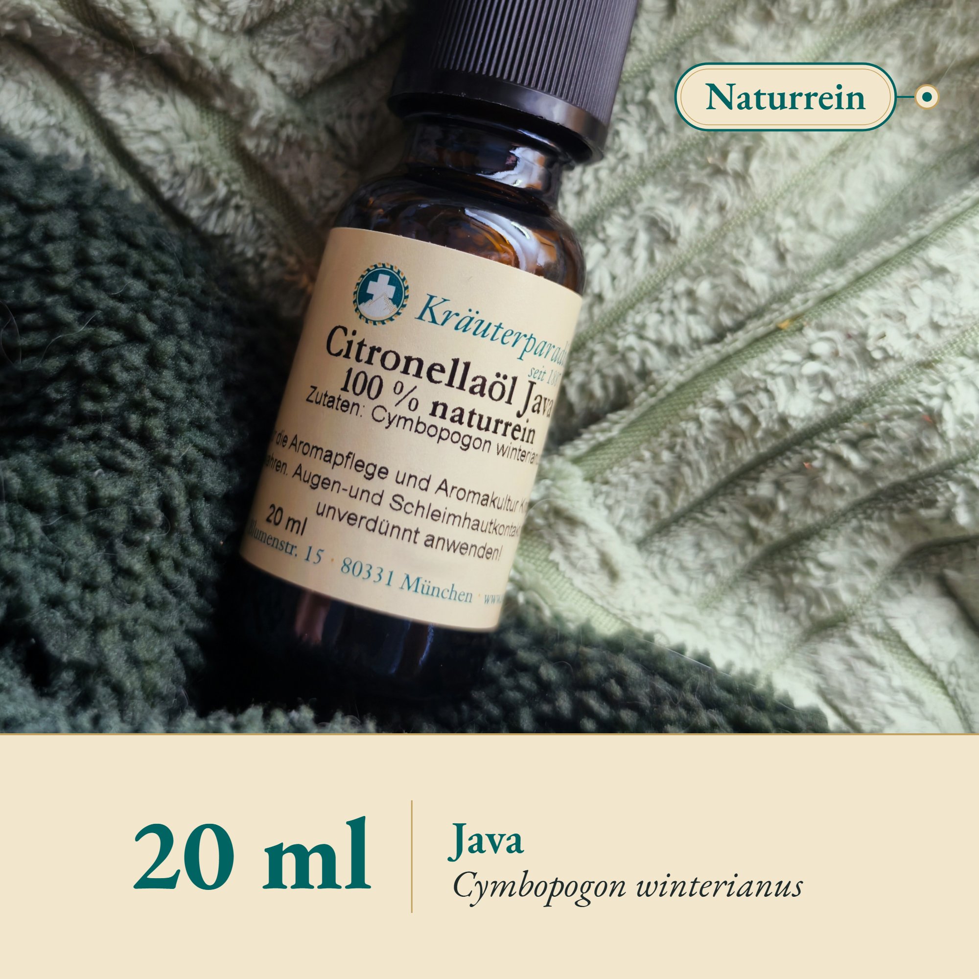 Nahaufnahme Citronellaöl Java – Kräuterparadies seit 1887