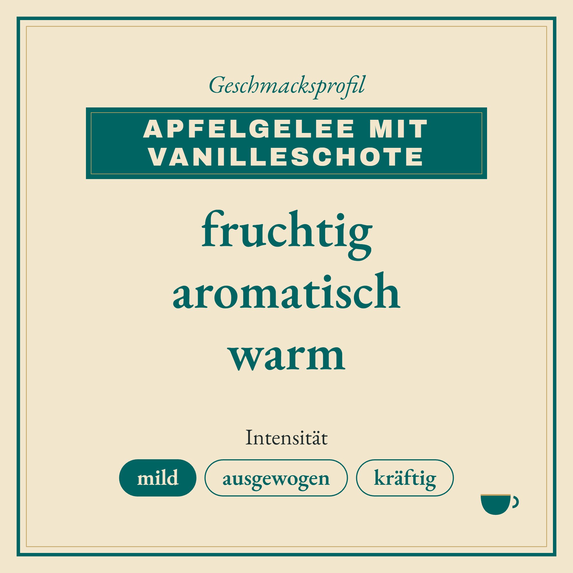 Geschmacksprofil Apfelgelee mit Vanilleschote: fruchtig, aromatisch und warm