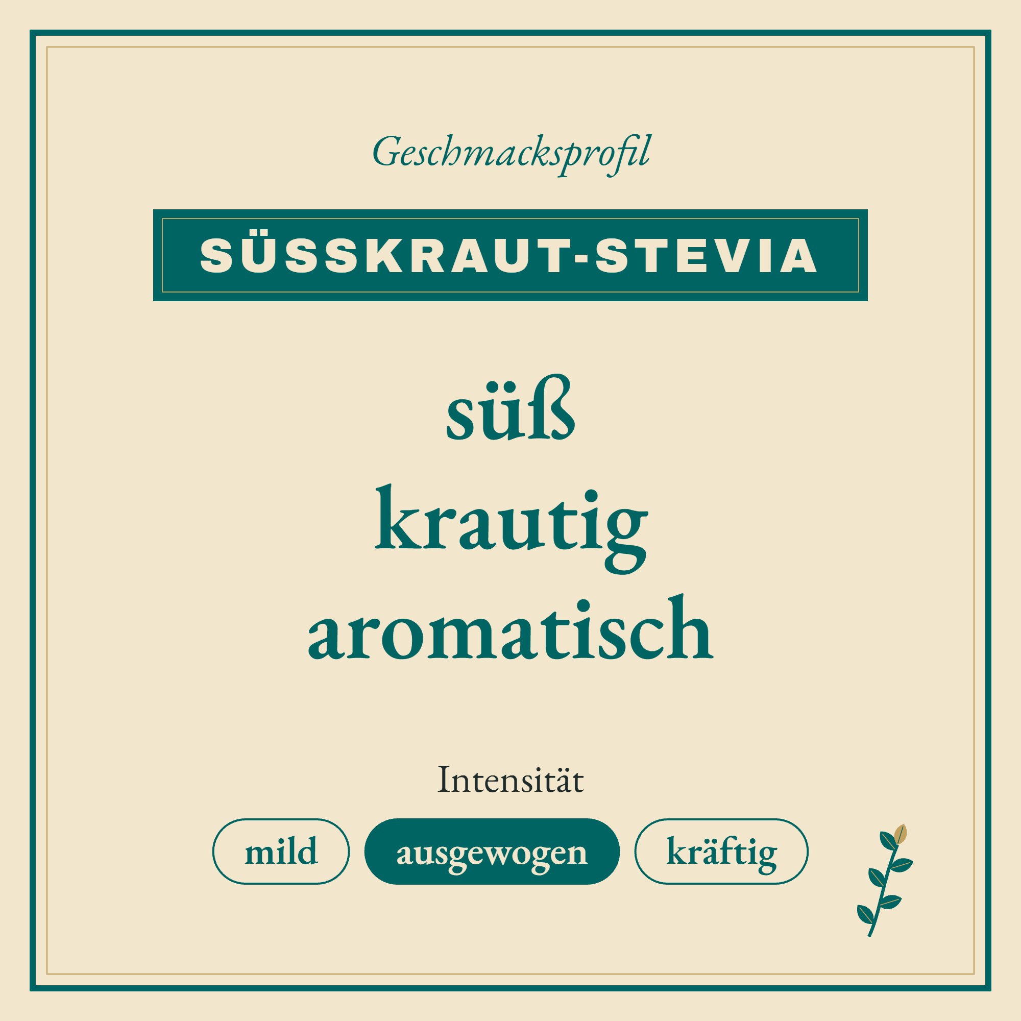 Geschmacksprofil Süßkraut-Stevia: süß, krautig und aromatisch