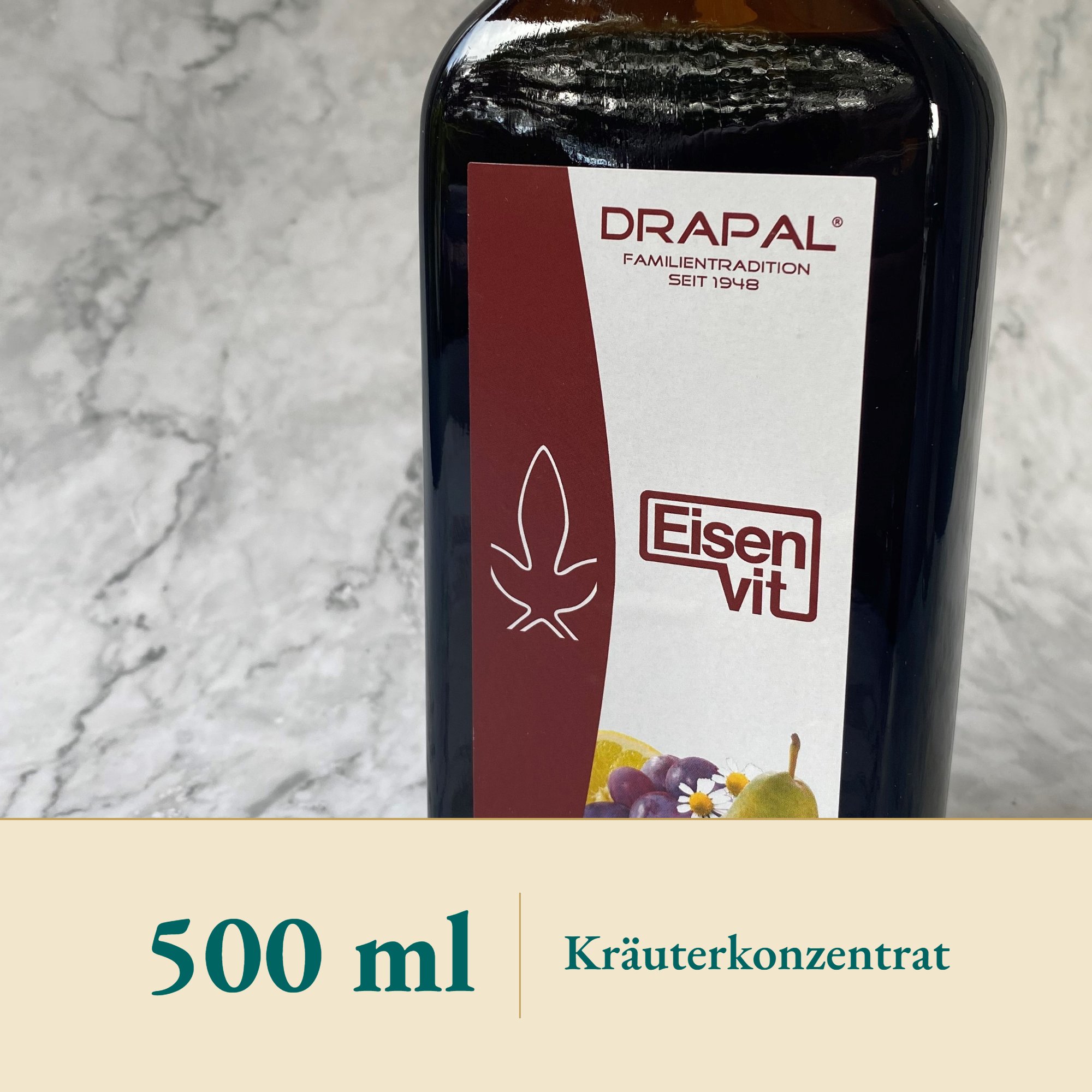 Nahaufnahme Eisenvit Tonikum – Kräuterparadies seit 1887