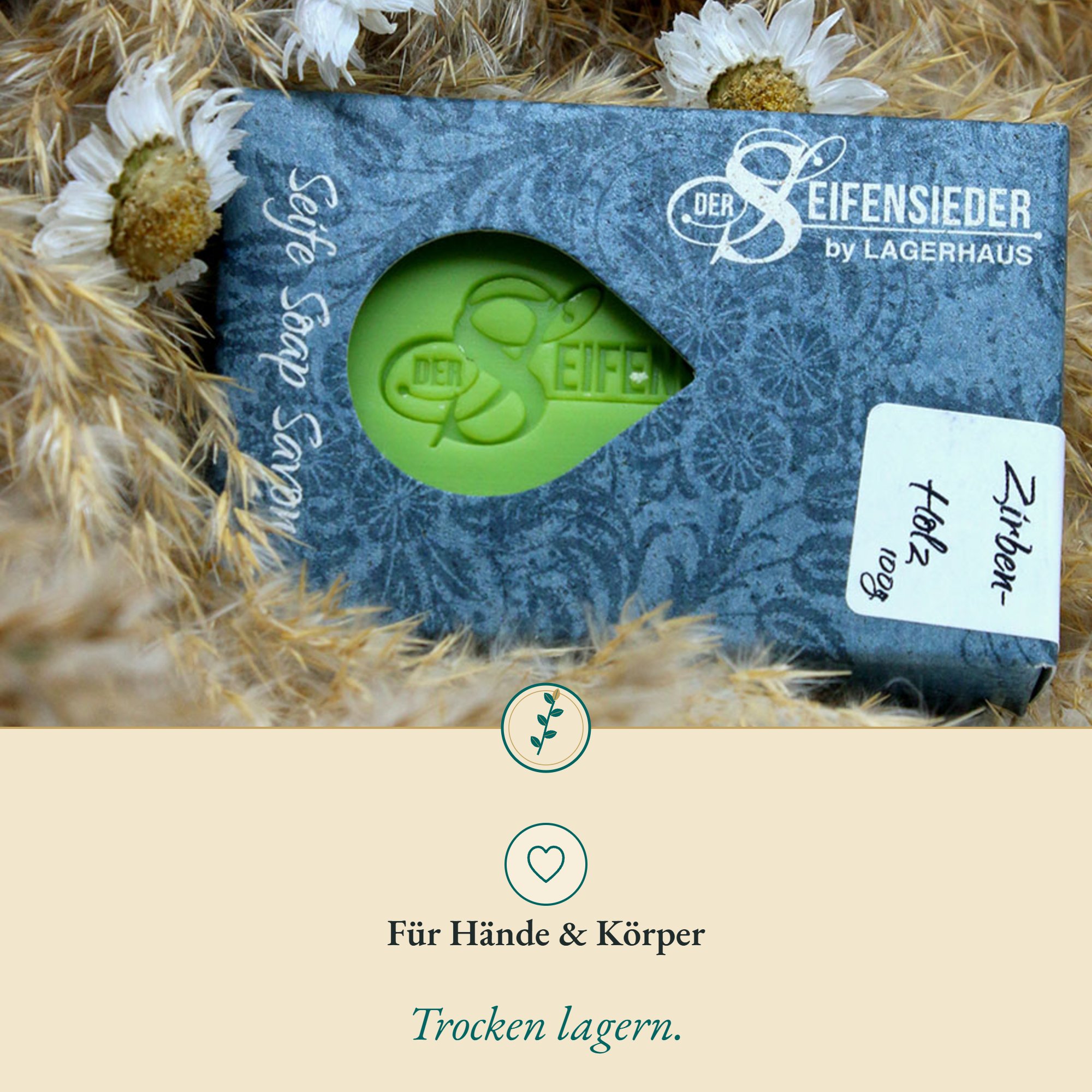 Anwendung Zirbenseife 100g: für Hände & Körper