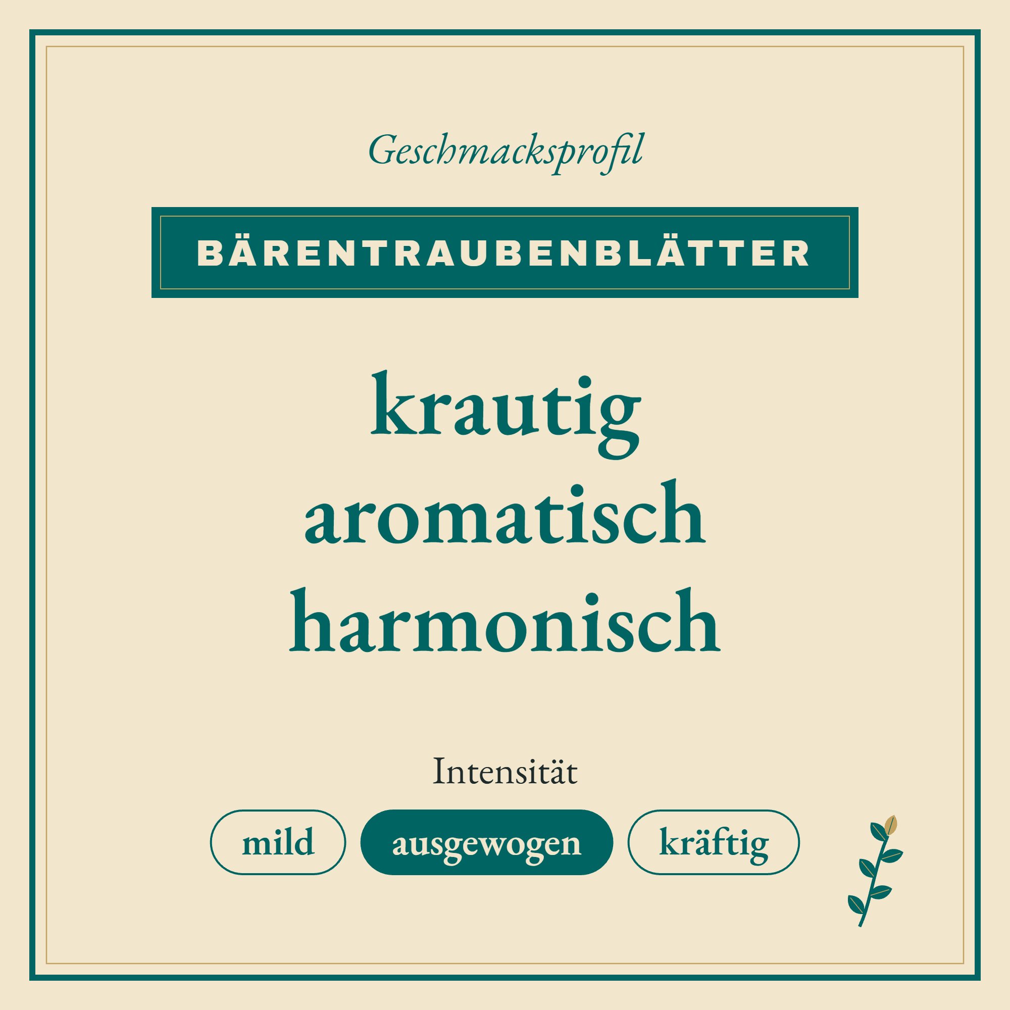 Geschmacksprofil Bärentraubenblätter: krautig, aromatisch und harmonisch