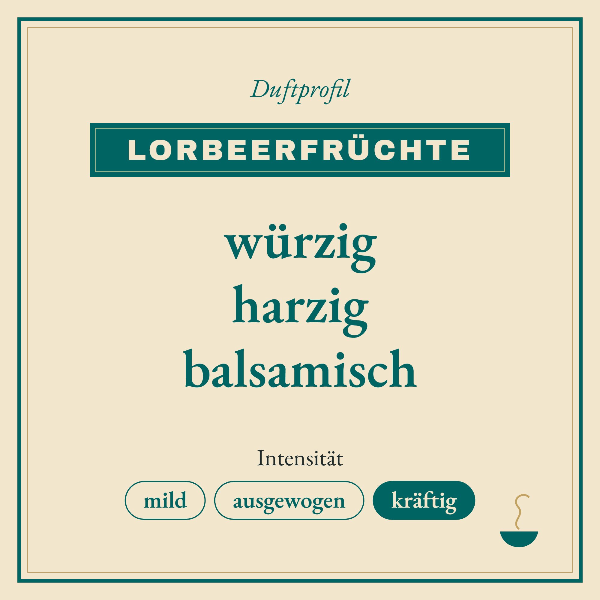 Duftprofil Lorbeerfrüchte: würzig, harzig und balsamisch