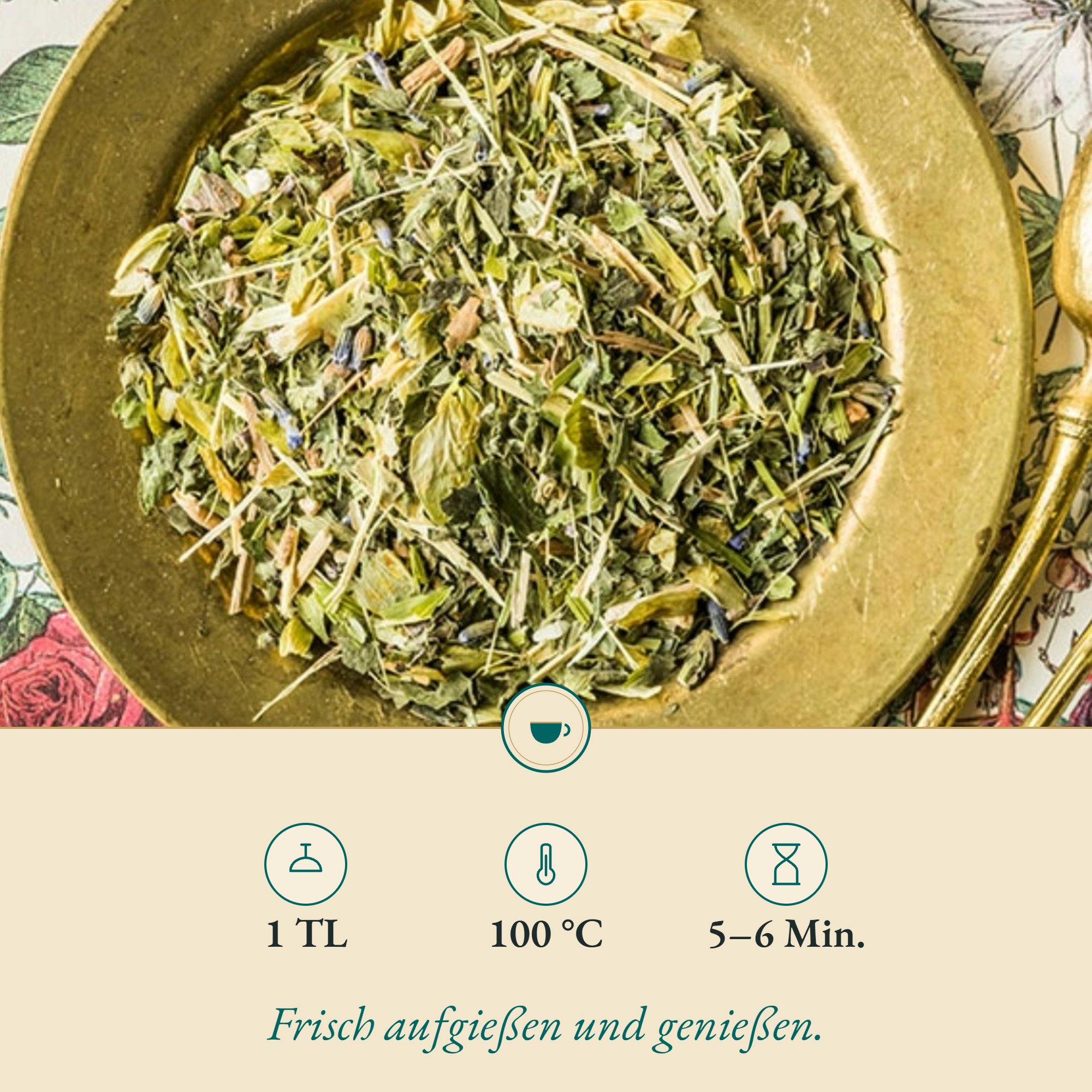 Zubereitung kl. Nerverl: 1 TL, 100 °C, 5–6 Min.