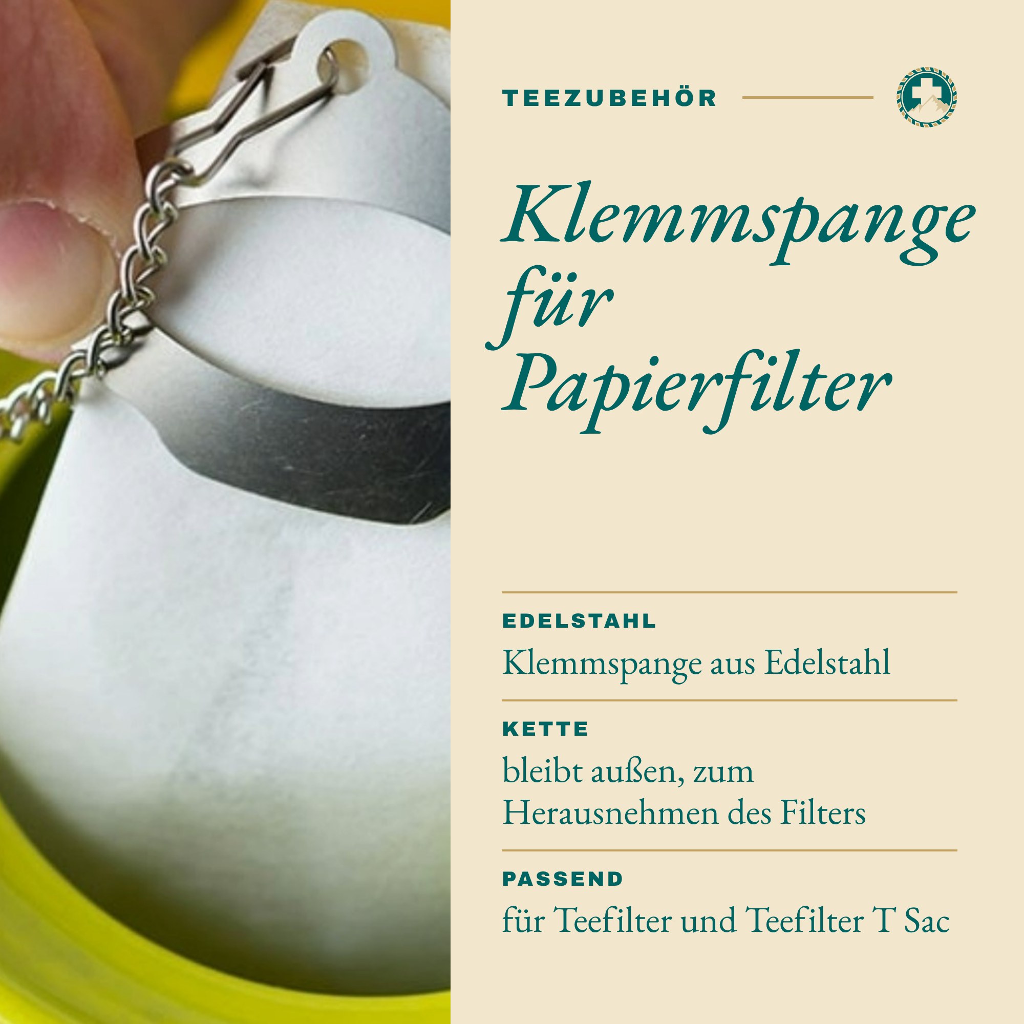 Teeclips: Klemmspange für Papierfilter
