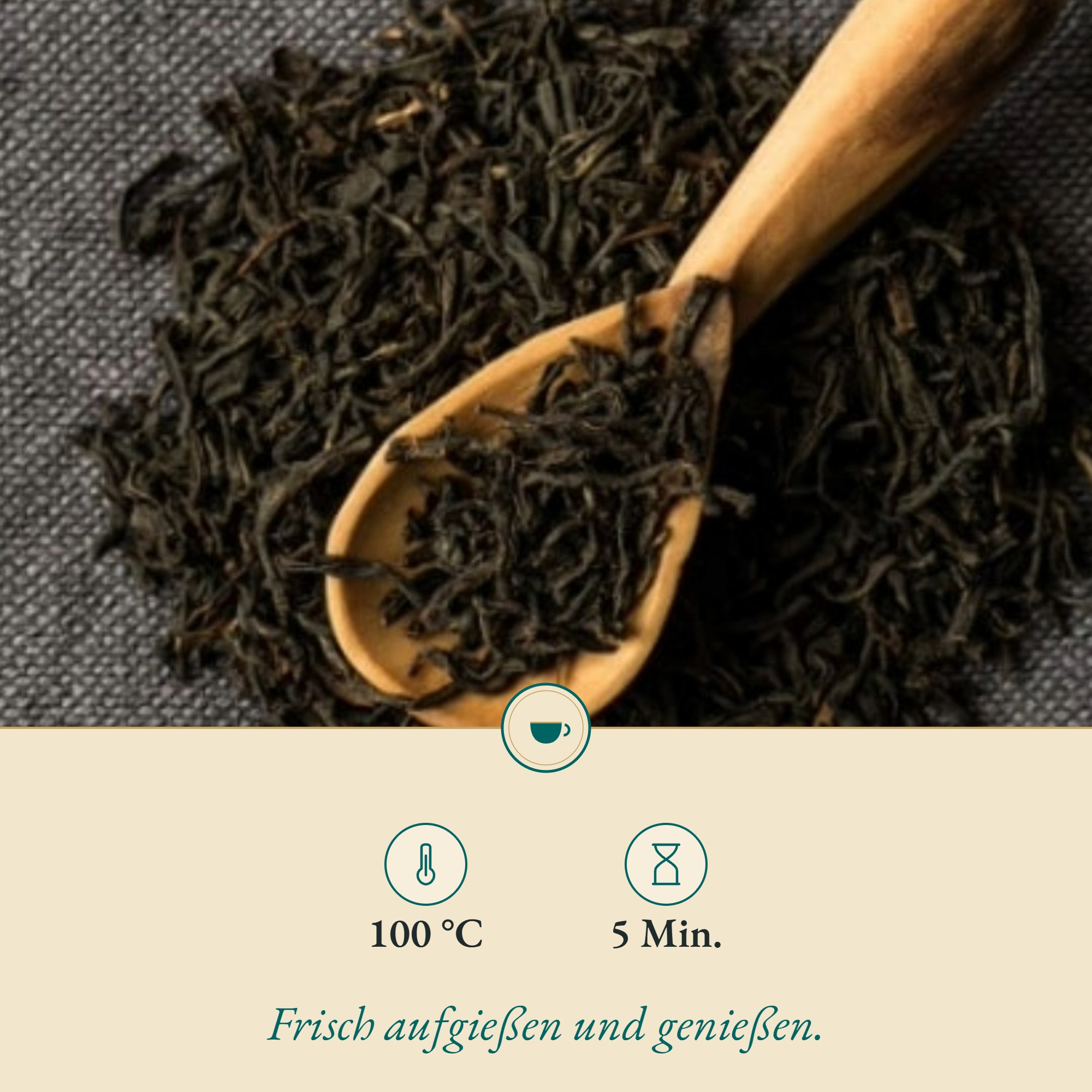 Zubereitung Assam Schwarztee: , 100 °C, 5 Min.