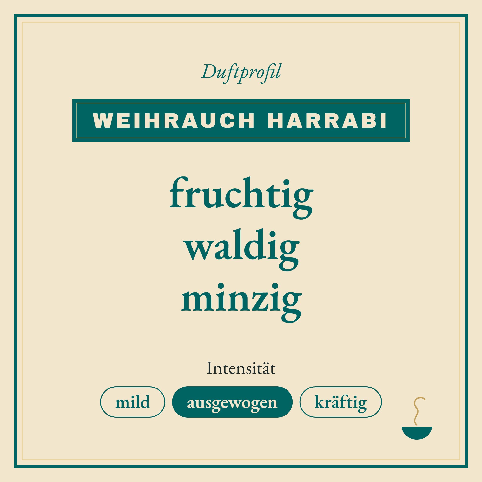 Duftprofil Weihrauch Harrabi: fruchtig, waldig und minzig