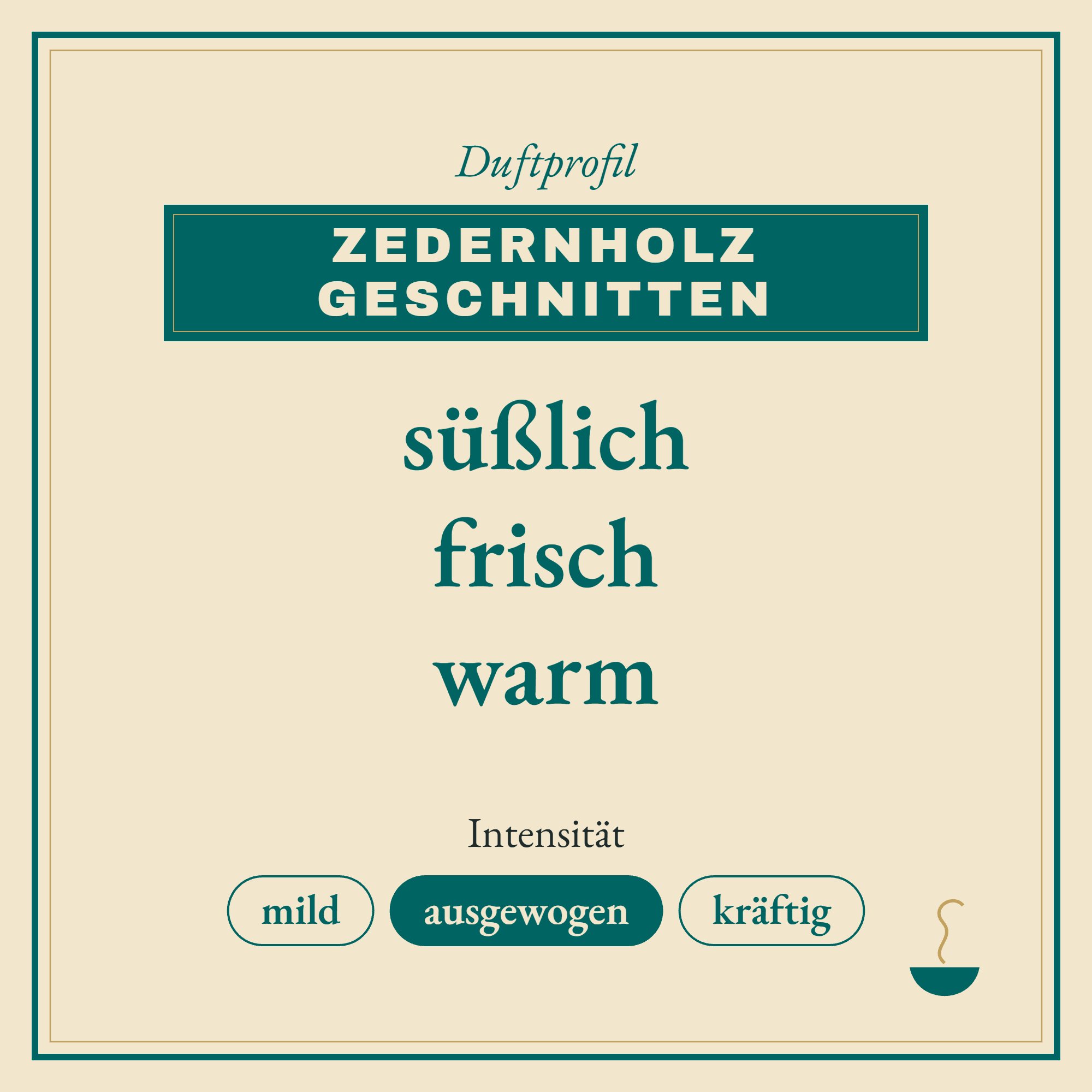 Duftprofil Zedernholz geschnitten: süßlich, frisch und warm