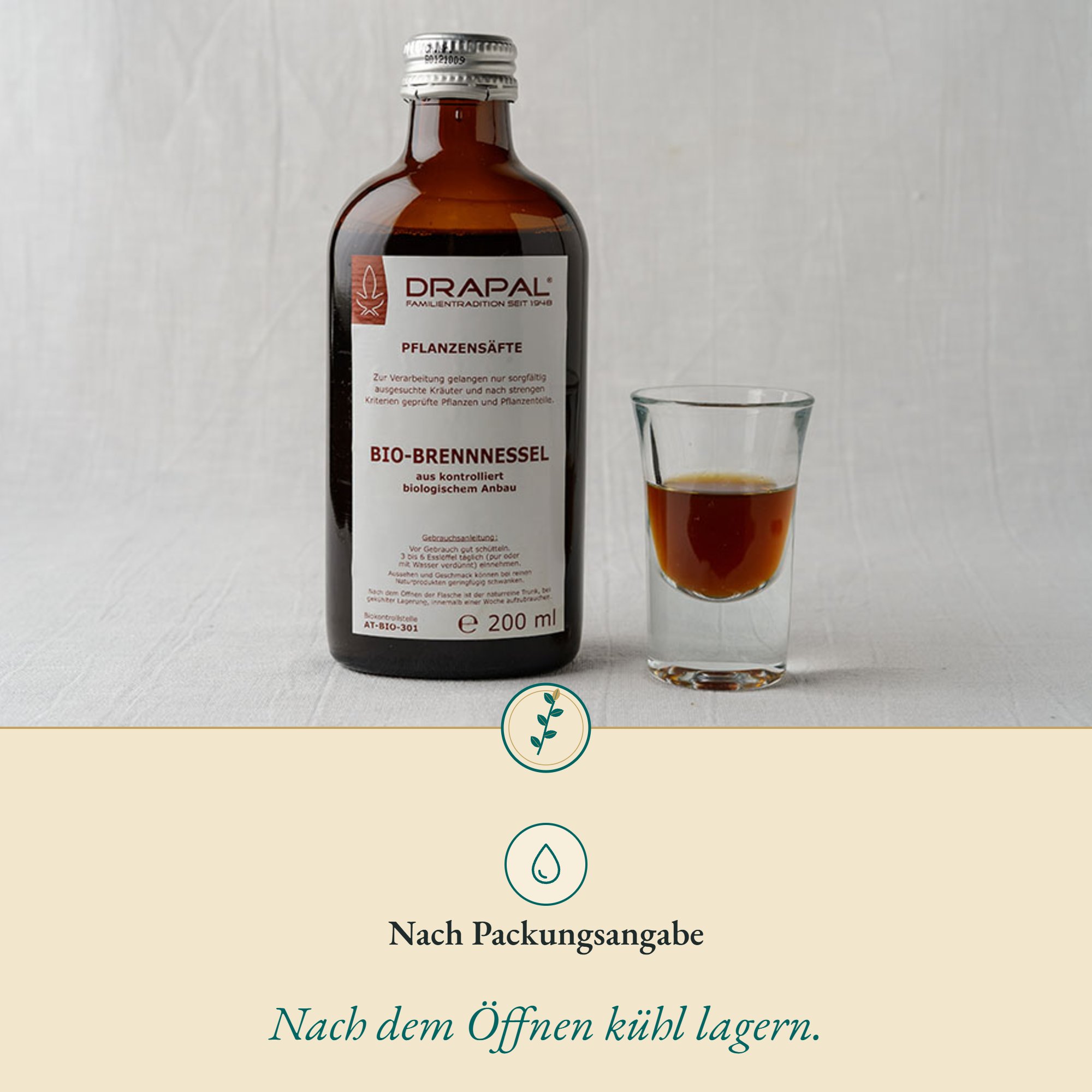 Anwendung Brennessel Pflanzensaft Bio: nach Packungsangabe