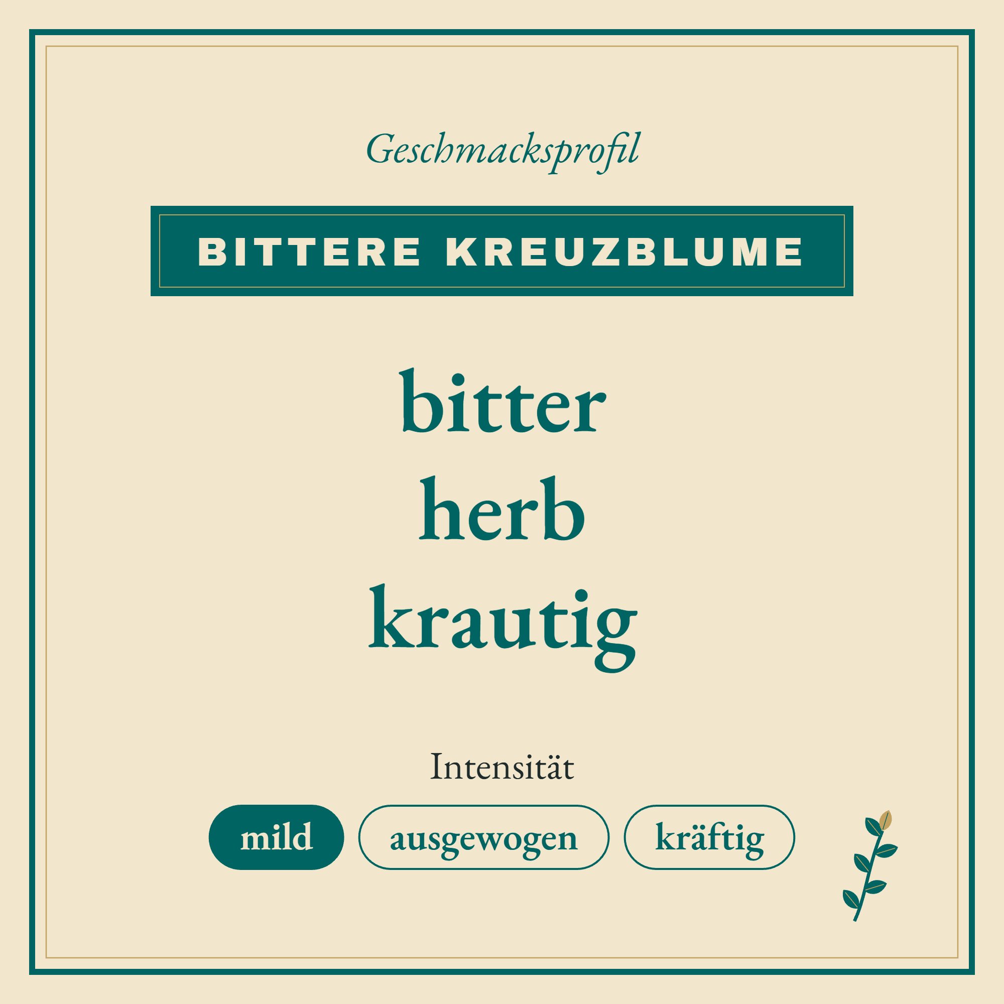 Geschmacksprofil Bittere Kreuzblume: bitter, herb und krautig