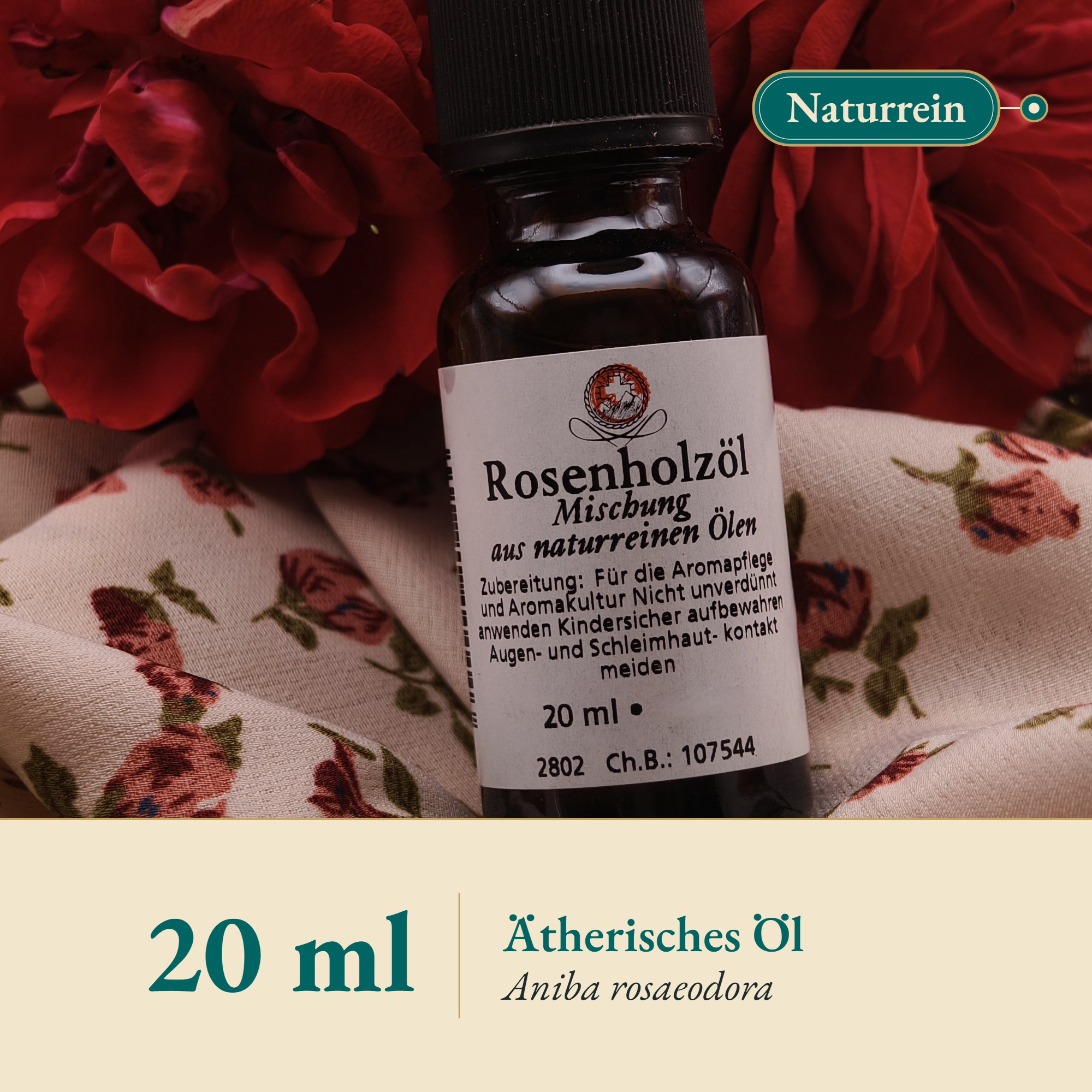 Nahaufnahme Rosenholzöl – Kräuterparadies seit 1887