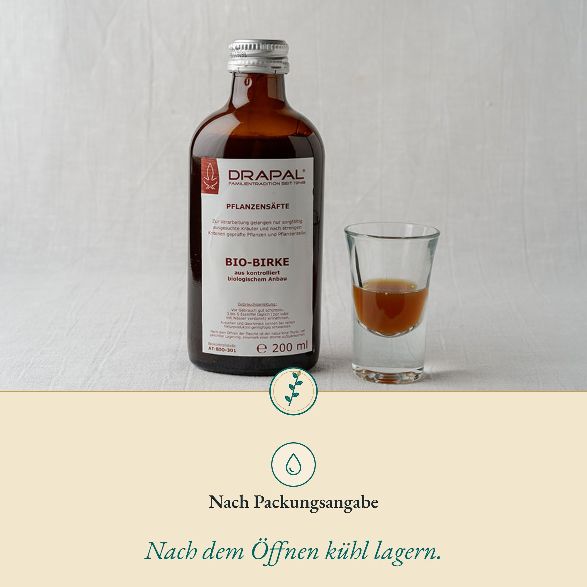 Anwendung Birke Pflanzensaft Bio: nach Packungsangabe