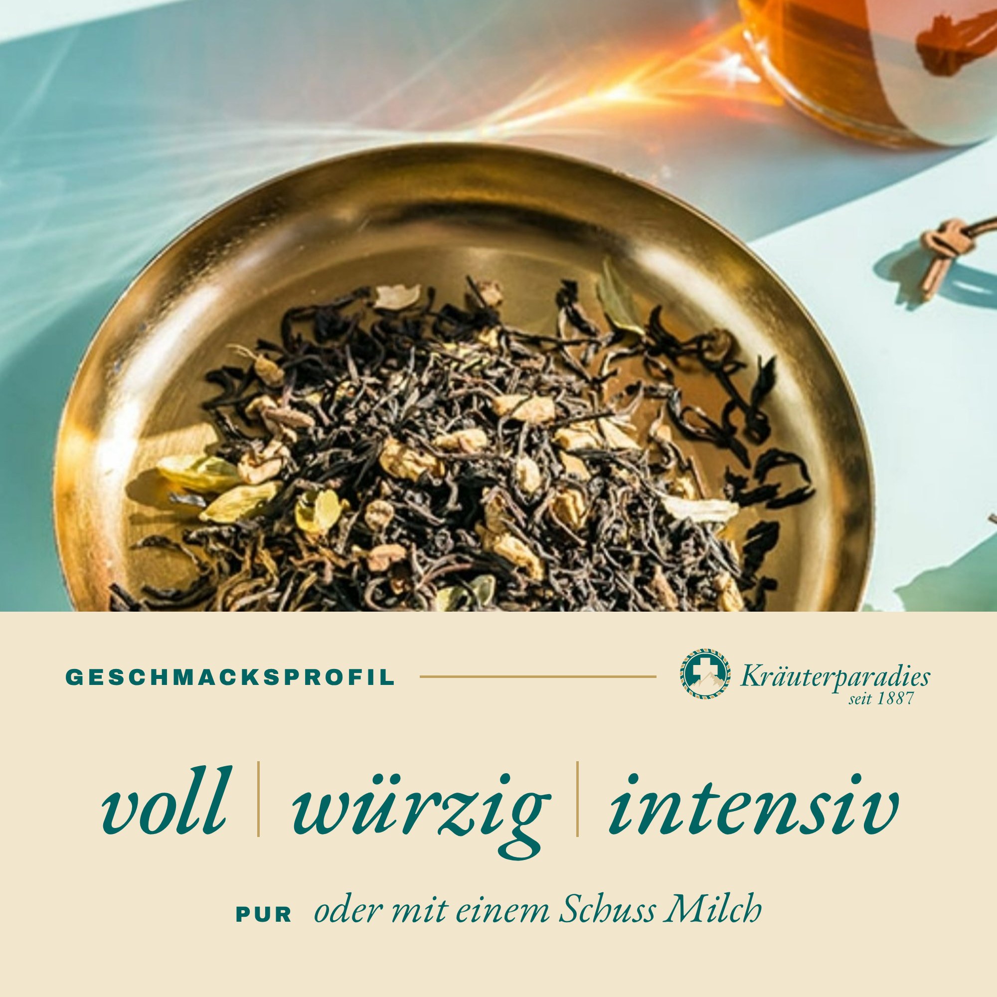 Chai Tee Geschmacksprofil: voll, würzig, intensiv