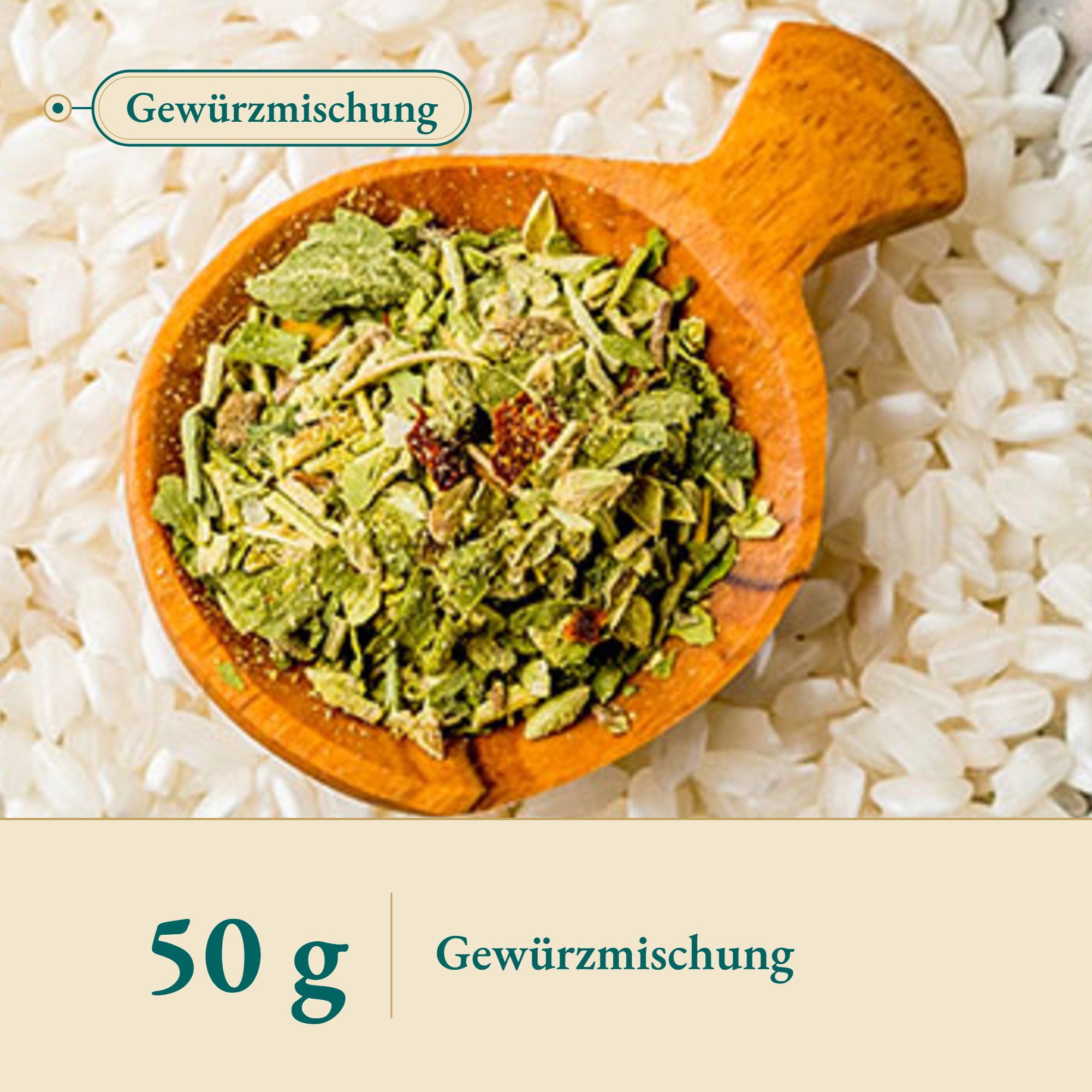 Nahaufnahme Pasta Risotto grün – Kräuterparadies seit 1887