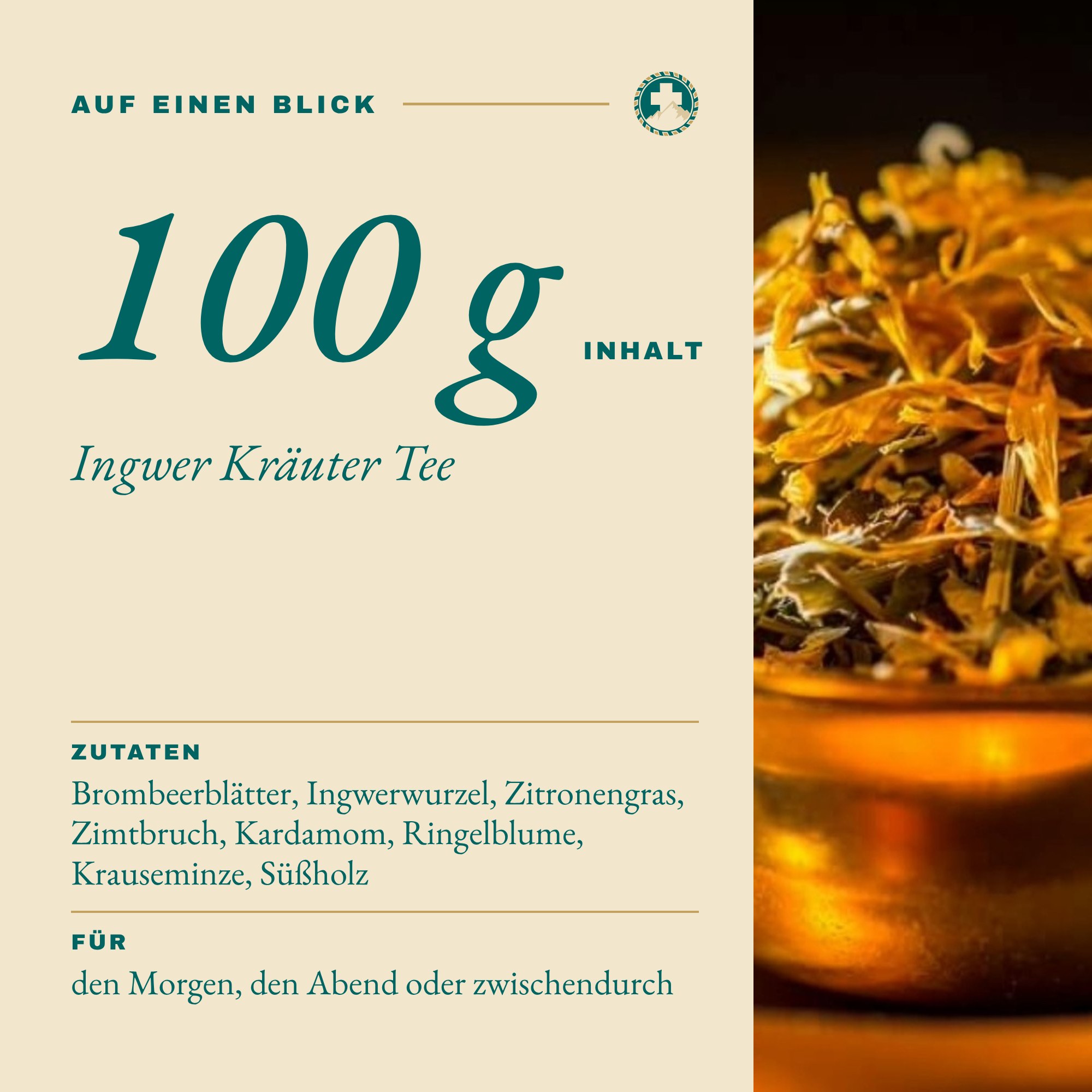Ingwer Kräuter Tee 100 g auf einen Blick: Inhalt und Zutaten