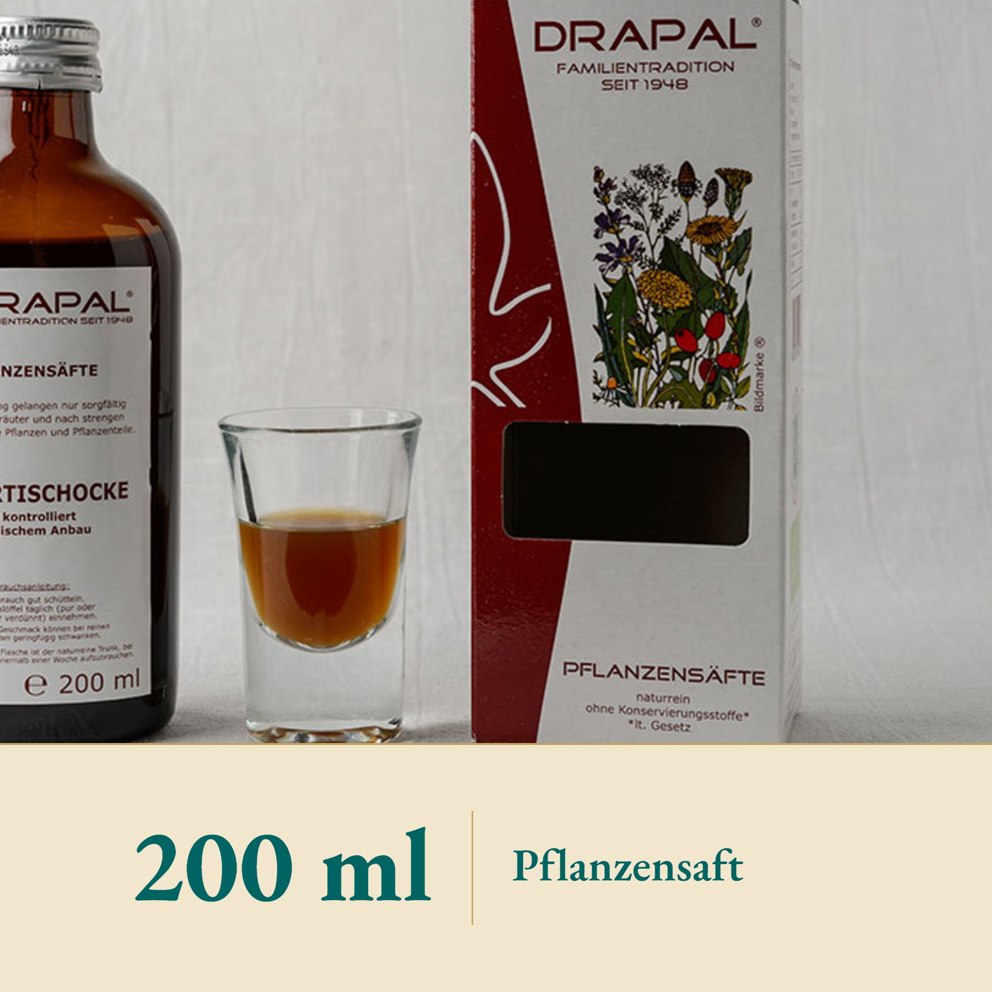 Nahaufnahme Artischocken Pflanzensaft – Kräuterparadies seit 1887