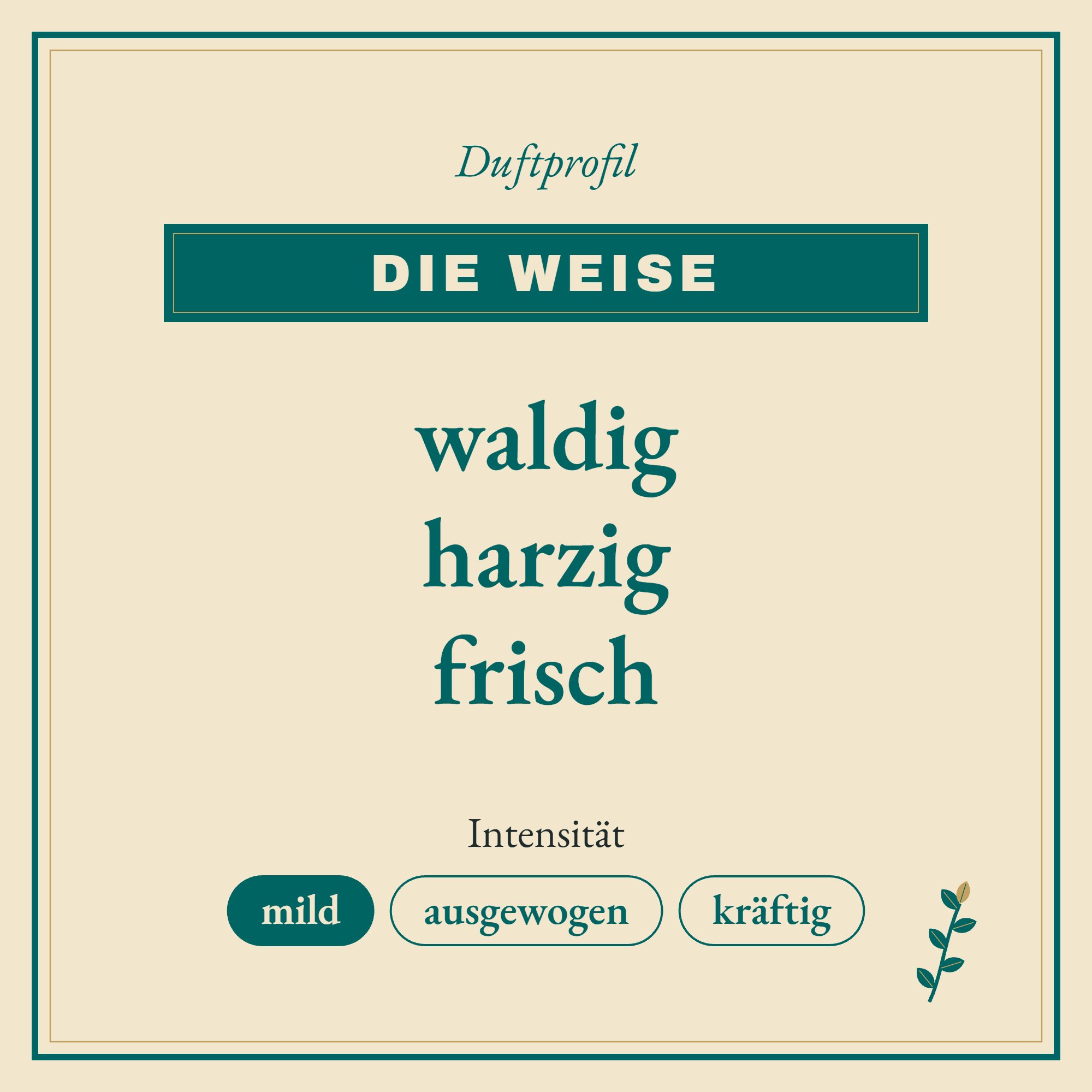 Duftprofil Die Weise: waldig, harzig und frisch