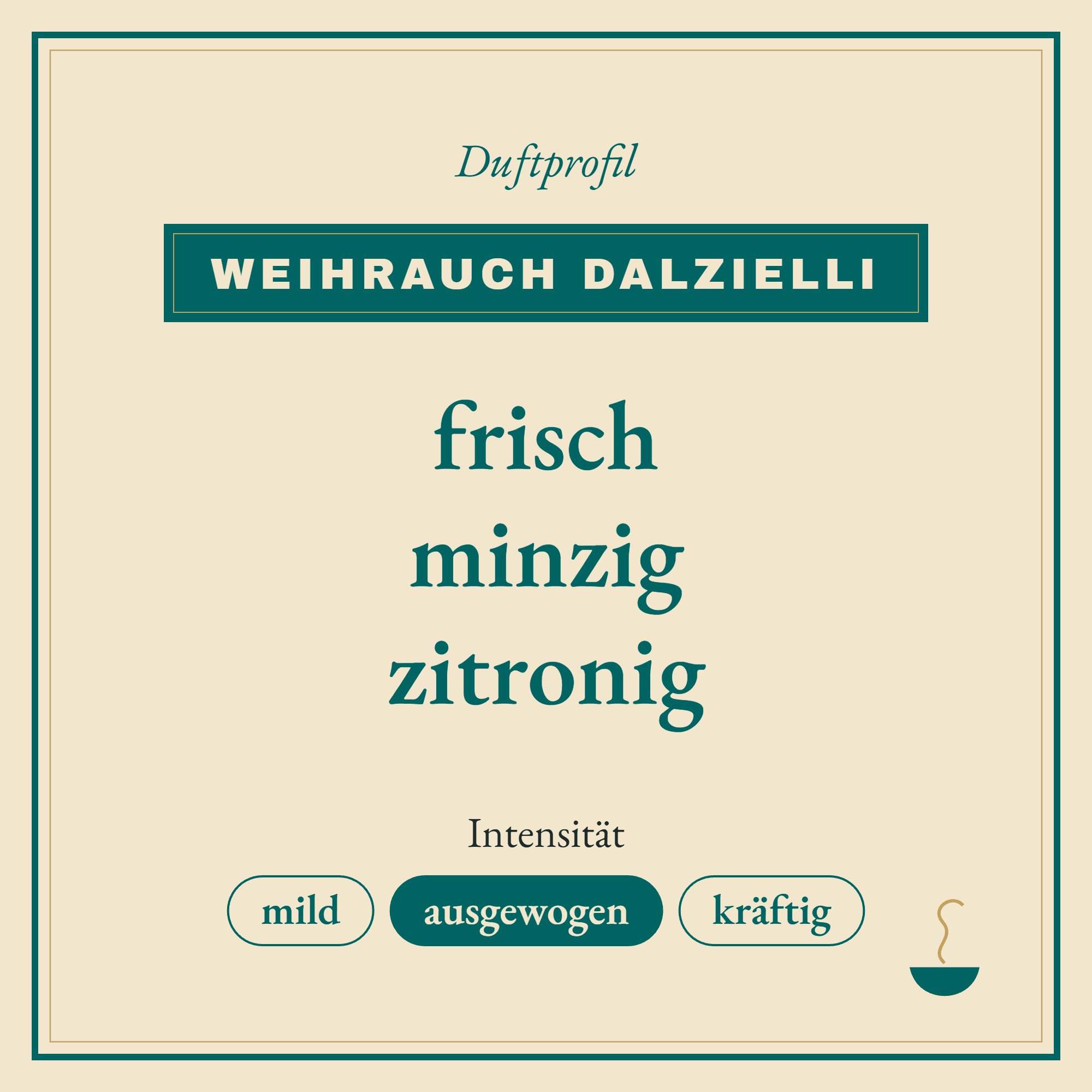 Duftprofil Weihrauch Dalzielli: frisch, minzig und zitronig