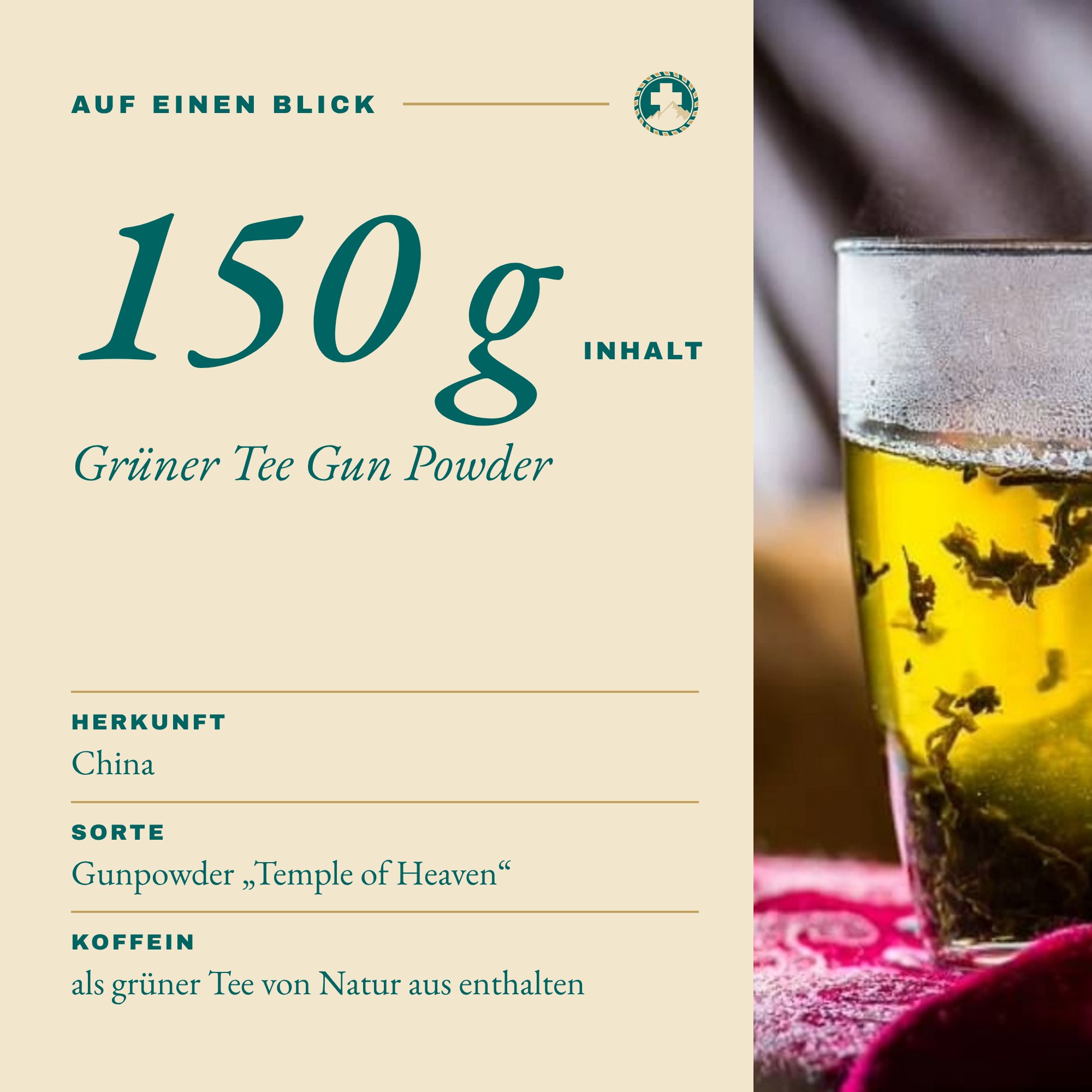 Grüner Tee Gun Powder 150 g auf einen Blick