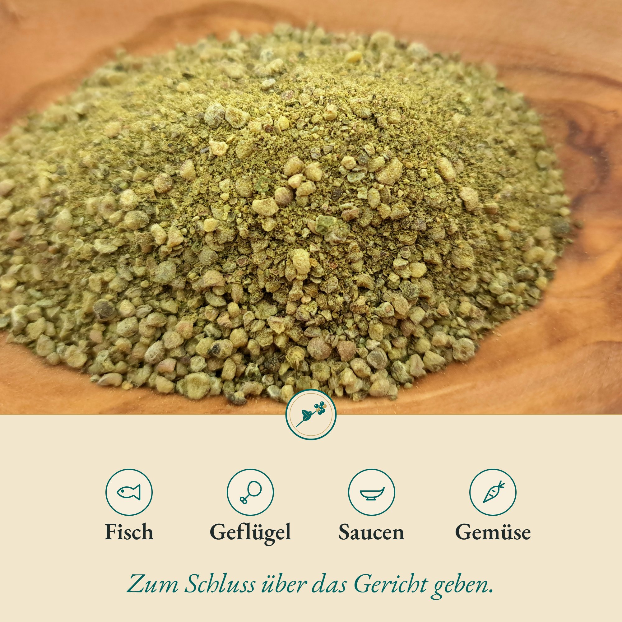 Pfeffer grün indisch gemahlen passt zu Fisch, Geflügel, Saucen und Gemüse