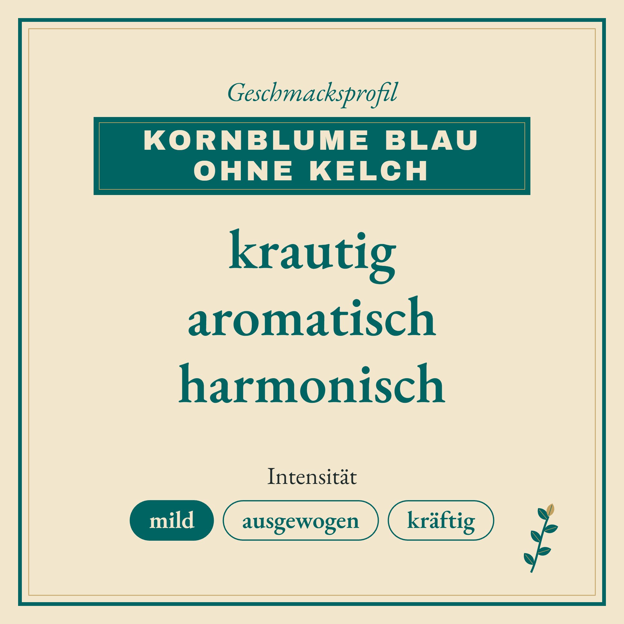 Geschmacksprofil Kornblume blau ohne Kelch: krautig, aromatisch und harmonisch