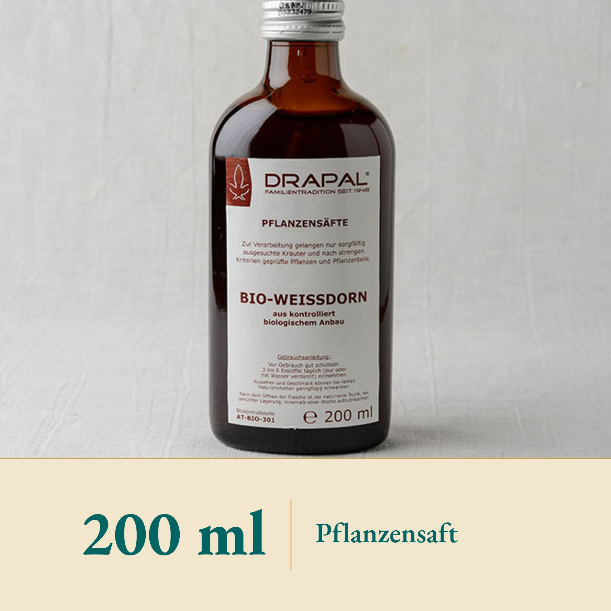 Nahaufnahme Weißdorn-Pflanzensaft Bio – Kräuterparadies seit 1887
