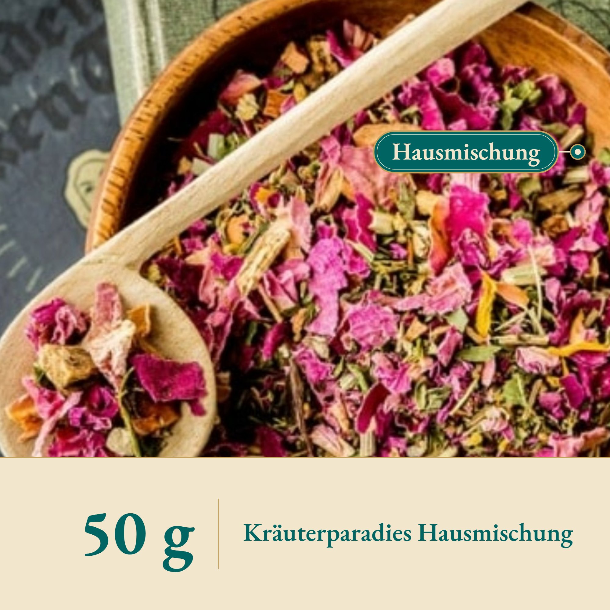 Nahaufnahme Verstärkung f. Freudensprung – Kräuterparadies seit 1887
