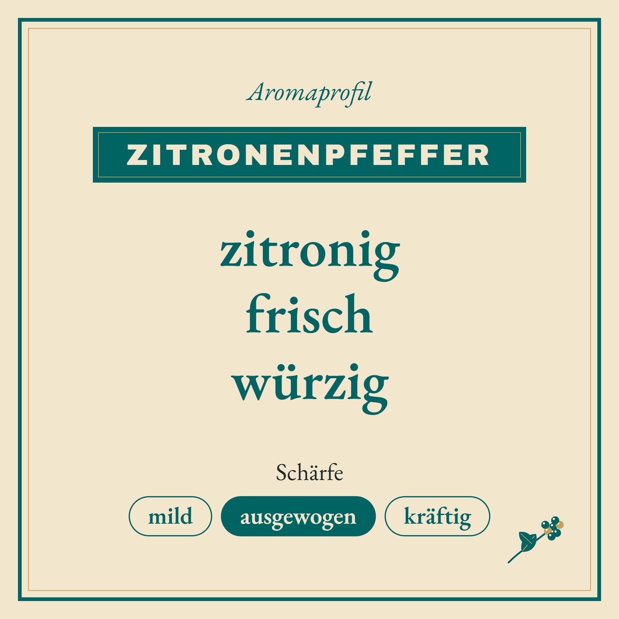Aromaprofil Zitronenpfeffer: zitronig, frisch und würzig