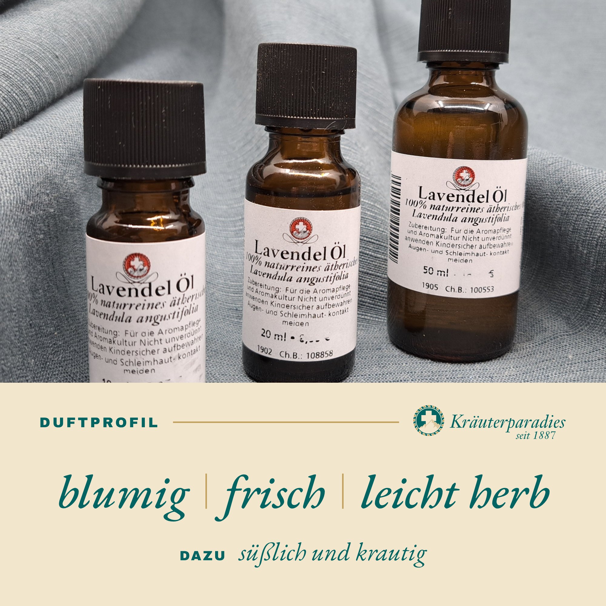 Lavendelöl Duftprofil: blumig, frisch, leicht herb