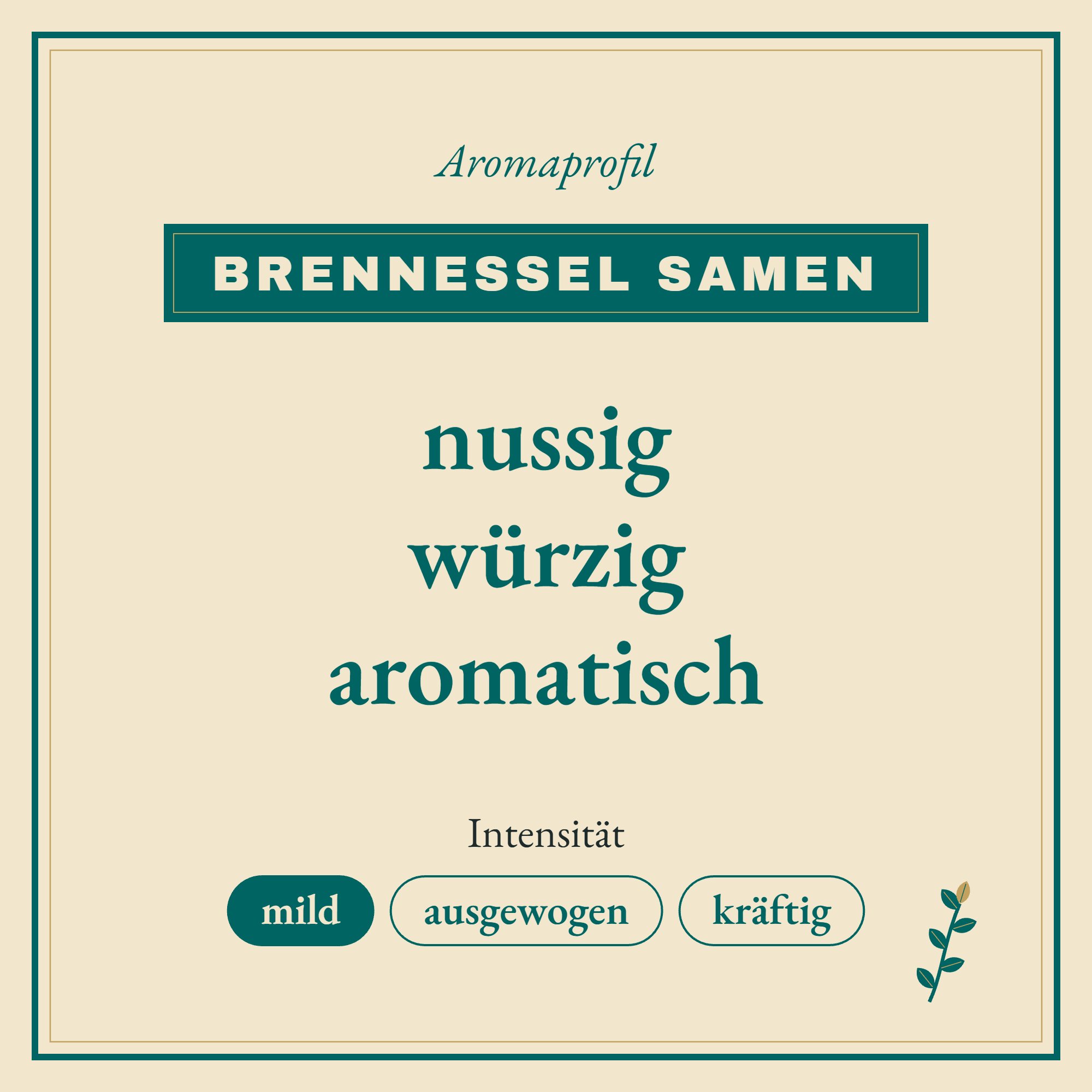 Aromaprofil Brennessel Samen: nussig, würzig und aromatisch