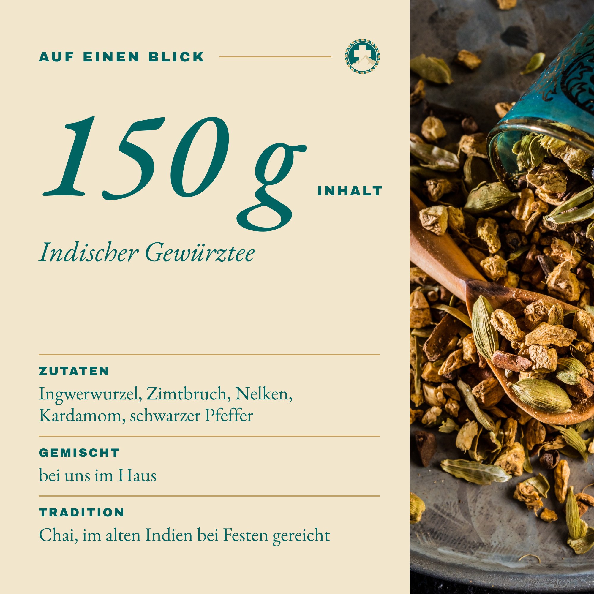 Indischer Gewürztee 150 g auf einen Blick: Inhalt und Zutaten