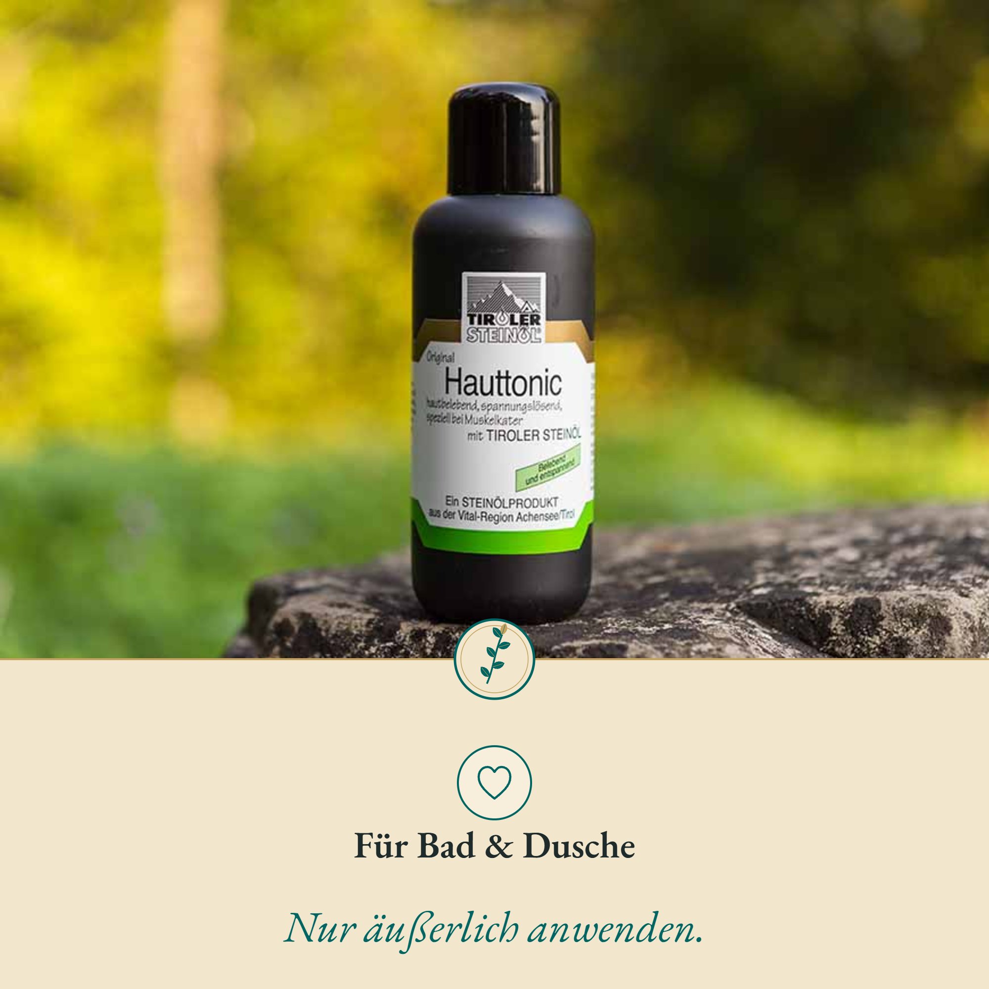 Anwendung Steinöl Hauttonic: für Bad & Dusche