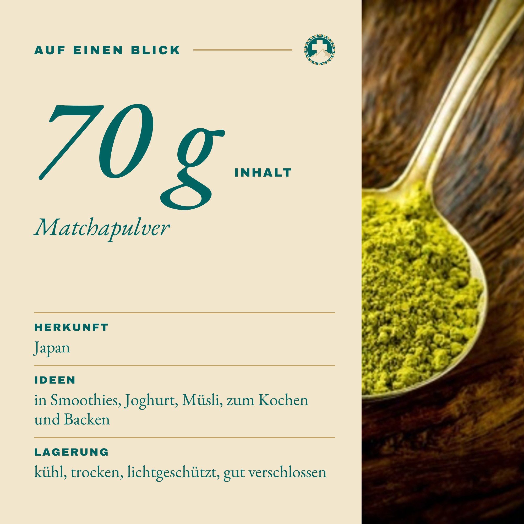 Matchapulver 70 g auf einen Blick