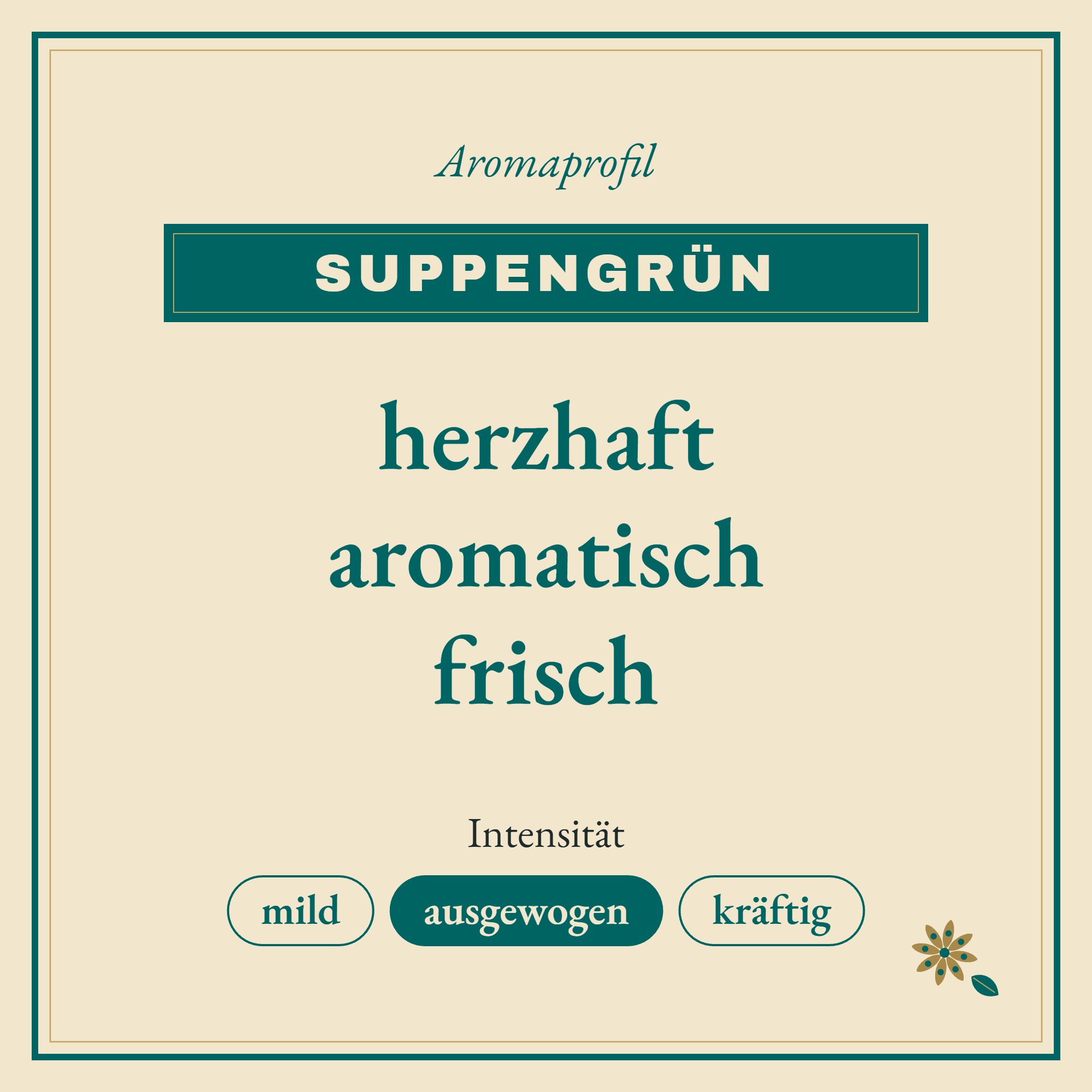 Aromaprofil Suppengrün: herzhaft, aromatisch und frisch