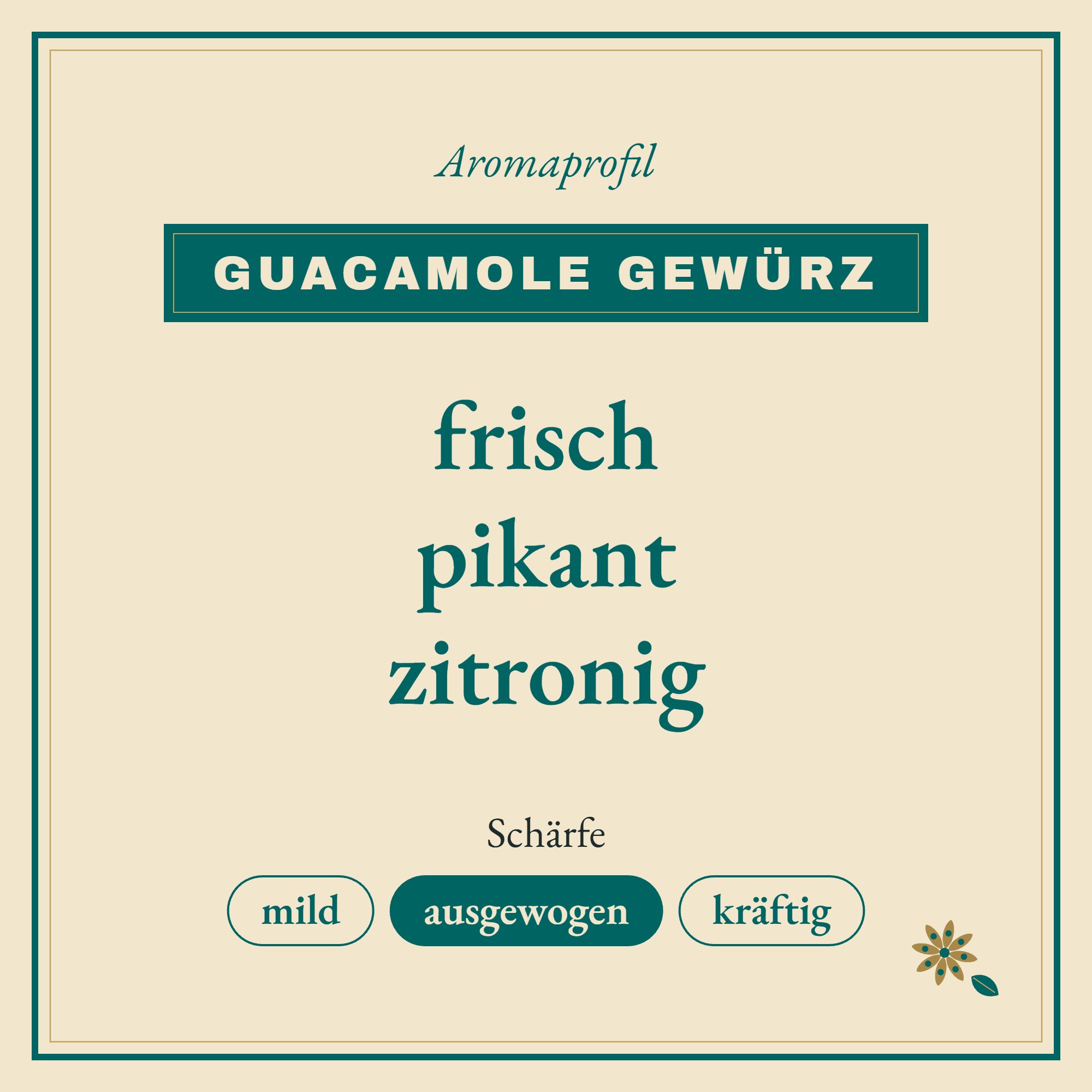 Aromaprofil Guacamole Gewürz: frisch, pikant und zitronig