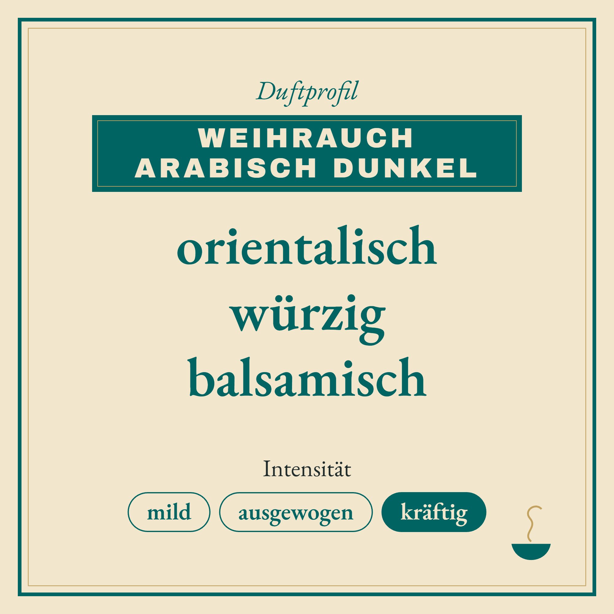 Duftprofil Weihrauch arabisch dunkel: orientalisch, würzig und balsamisch