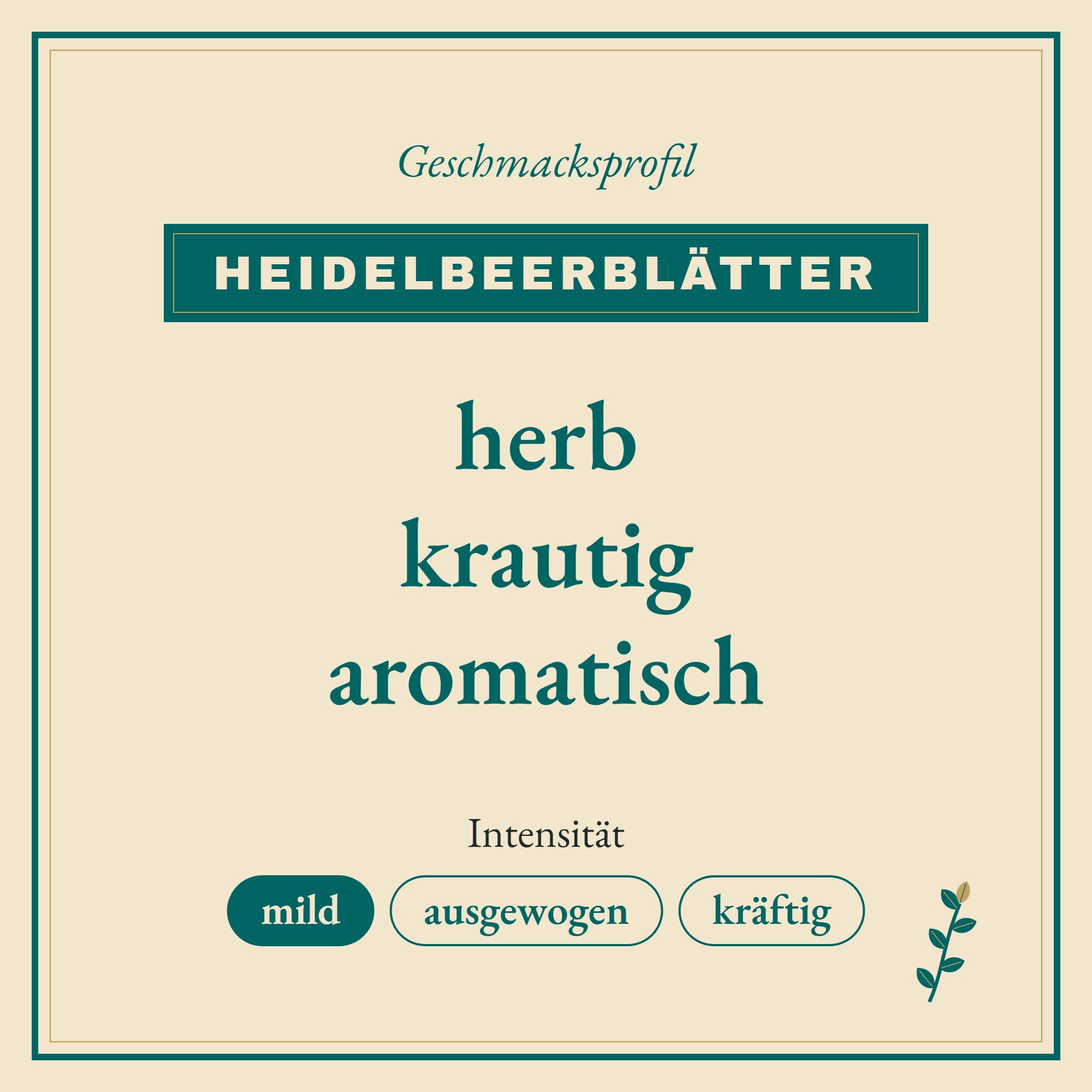 Geschmacksprofil Heidelbeerblätter: herb, krautig und aromatisch